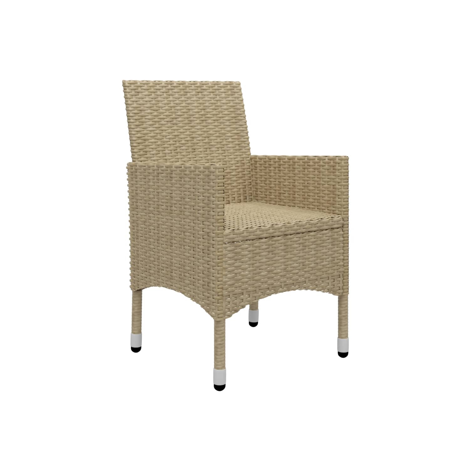 vidaXL 3 Piece Bistro Set Poly Rattan and Tempered Glass Beige