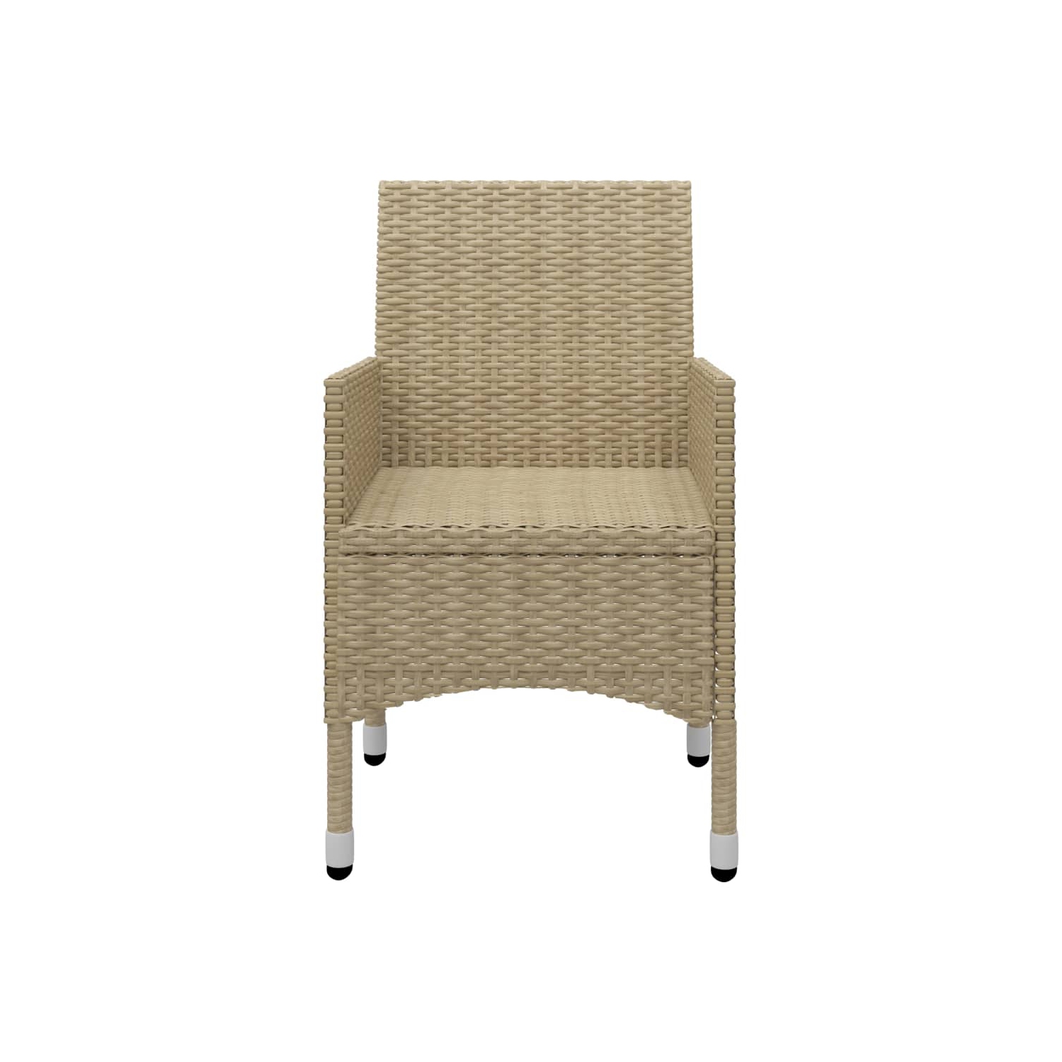 vidaXL 3 Piece Bistro Set Poly Rattan and Tempered Glass Beige