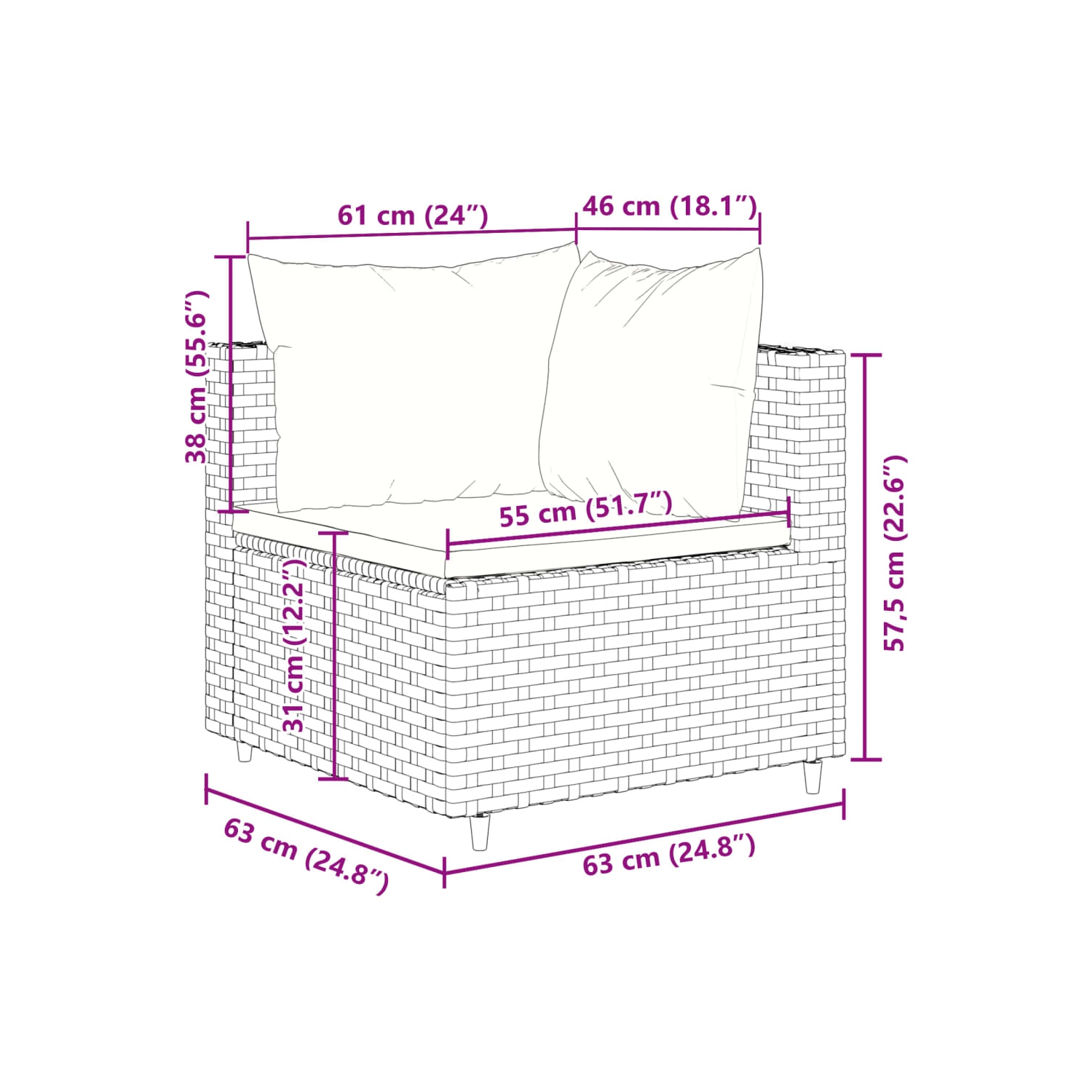 Ensemble de salon de jardin de 5 pièces avec coussins en poly rotin noir de vidaXL