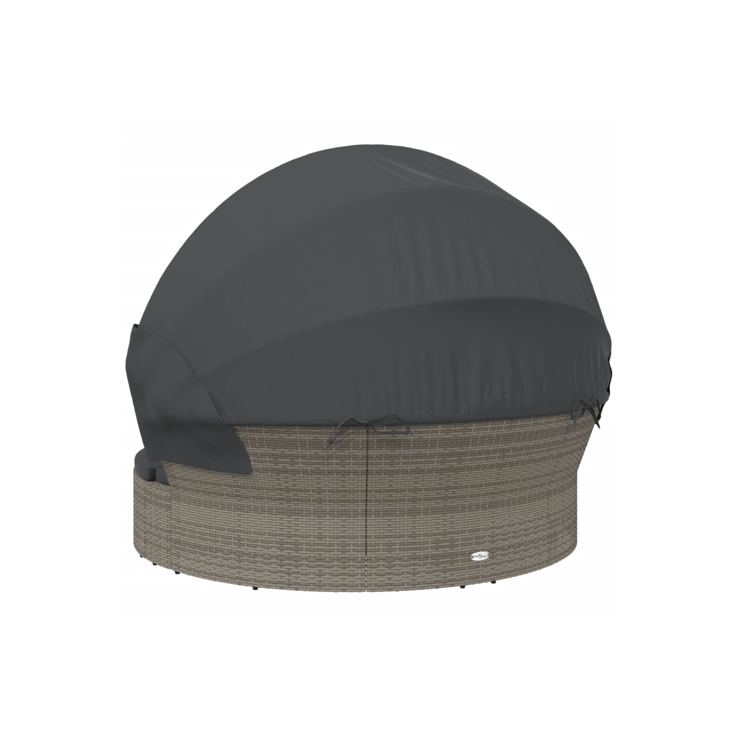 vidaXL Outdoor Lounge Bed with Canopy and Cushions Grey Poly Rattan