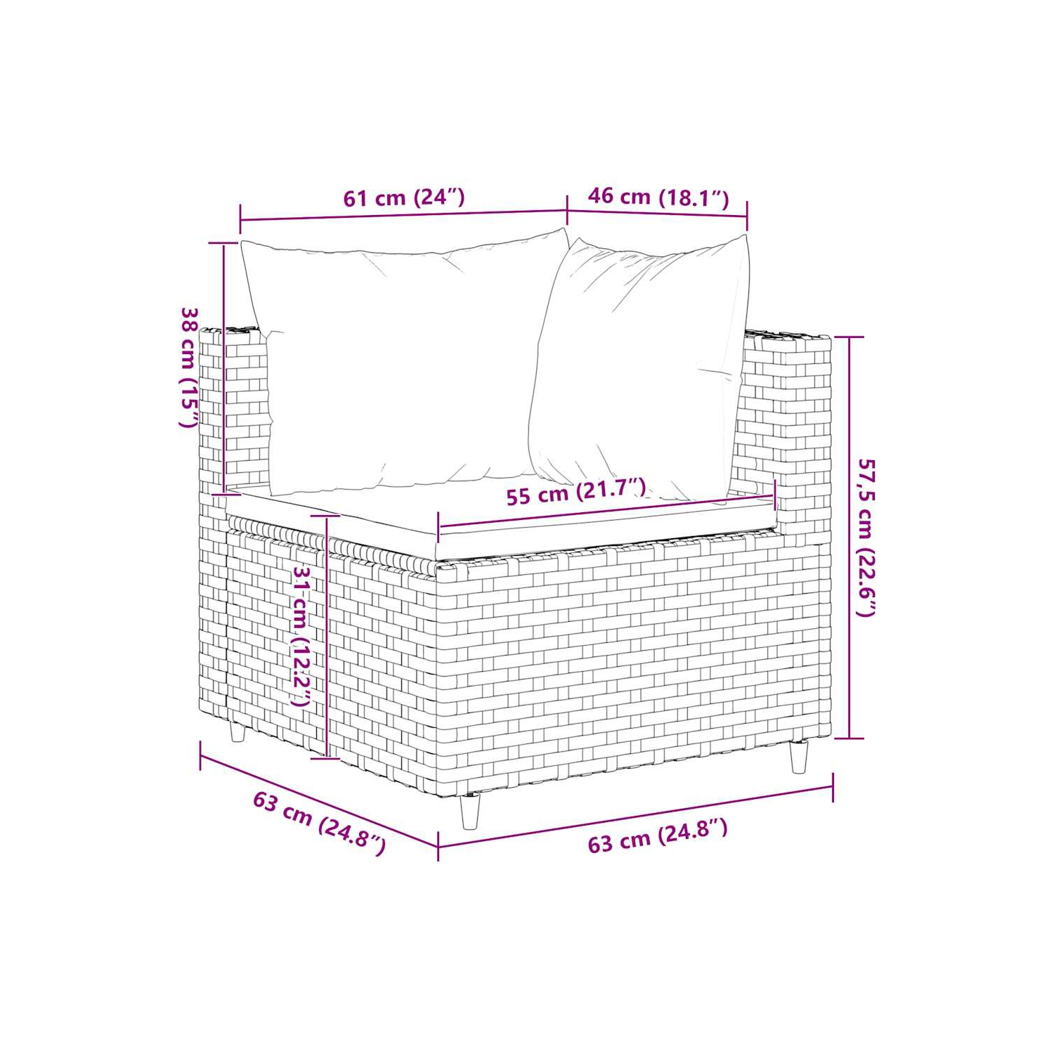 vidaXL 6 Piece Garden Lounge Set with Cushions Brown Poly Rattan