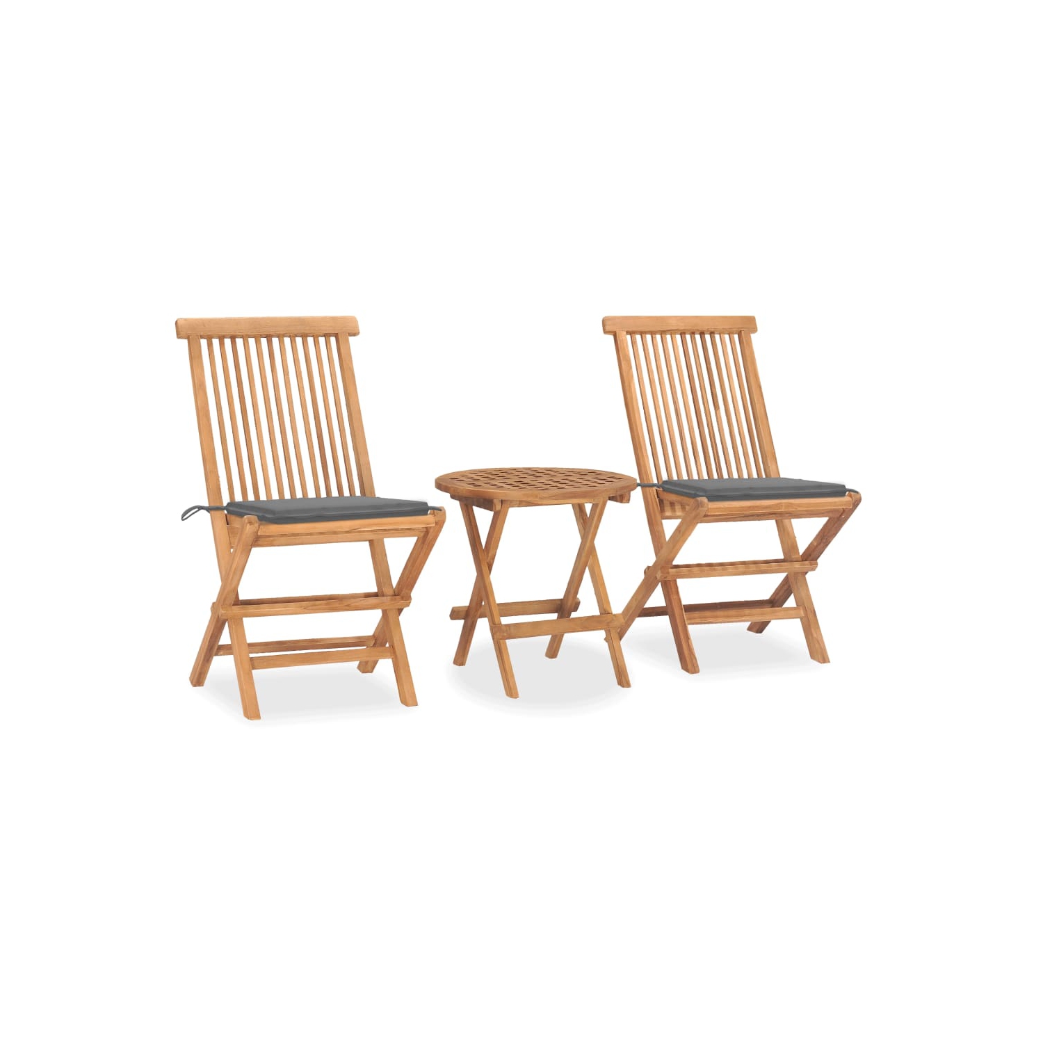 vidaXL 3 Piece Folding Outdoor Dining Set with Cushion Solid Teak Wood