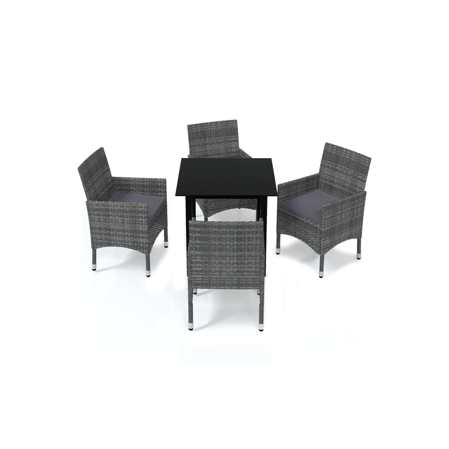 vidaXL 5 Piece Garden Dining Set with Cushions Poly Rattan Grey
