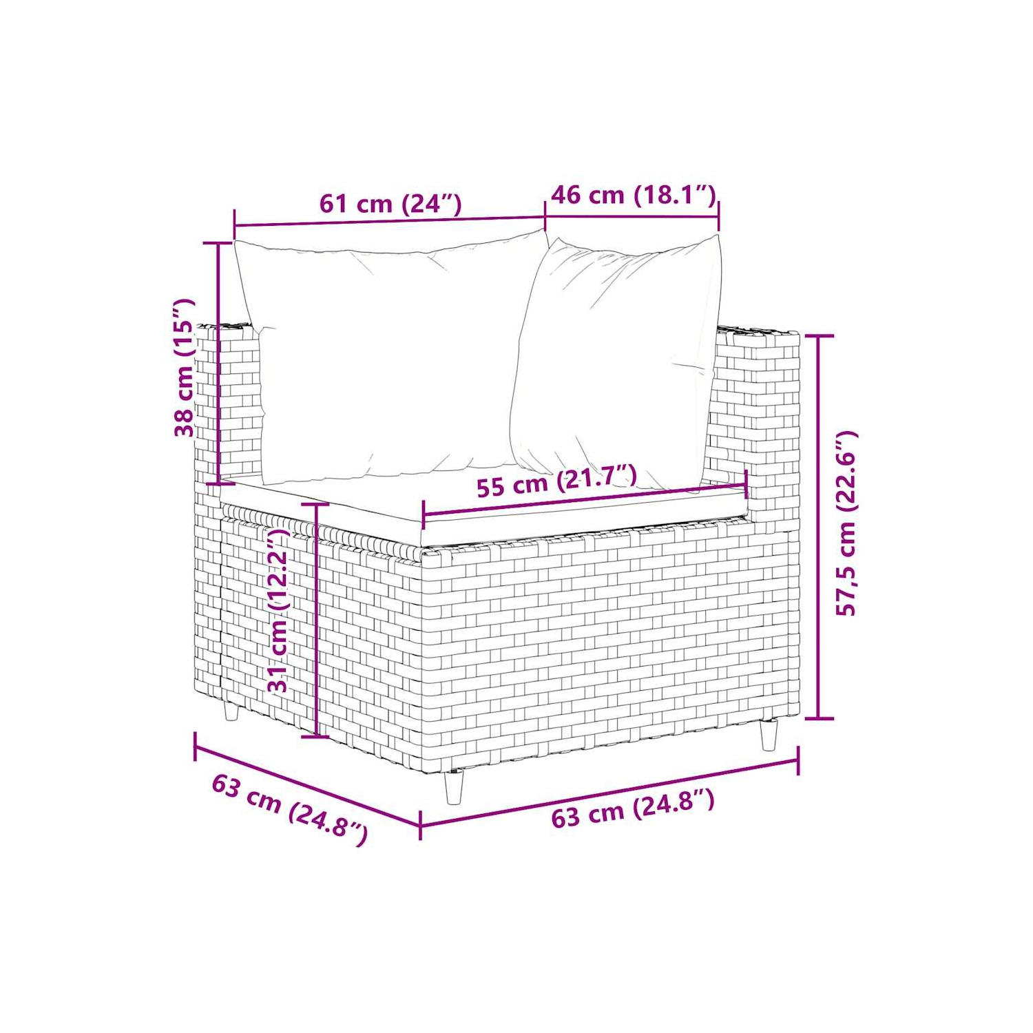 vidaXL 5 Piece Garden Lounge Set with Cushions Brown Poly Rattan