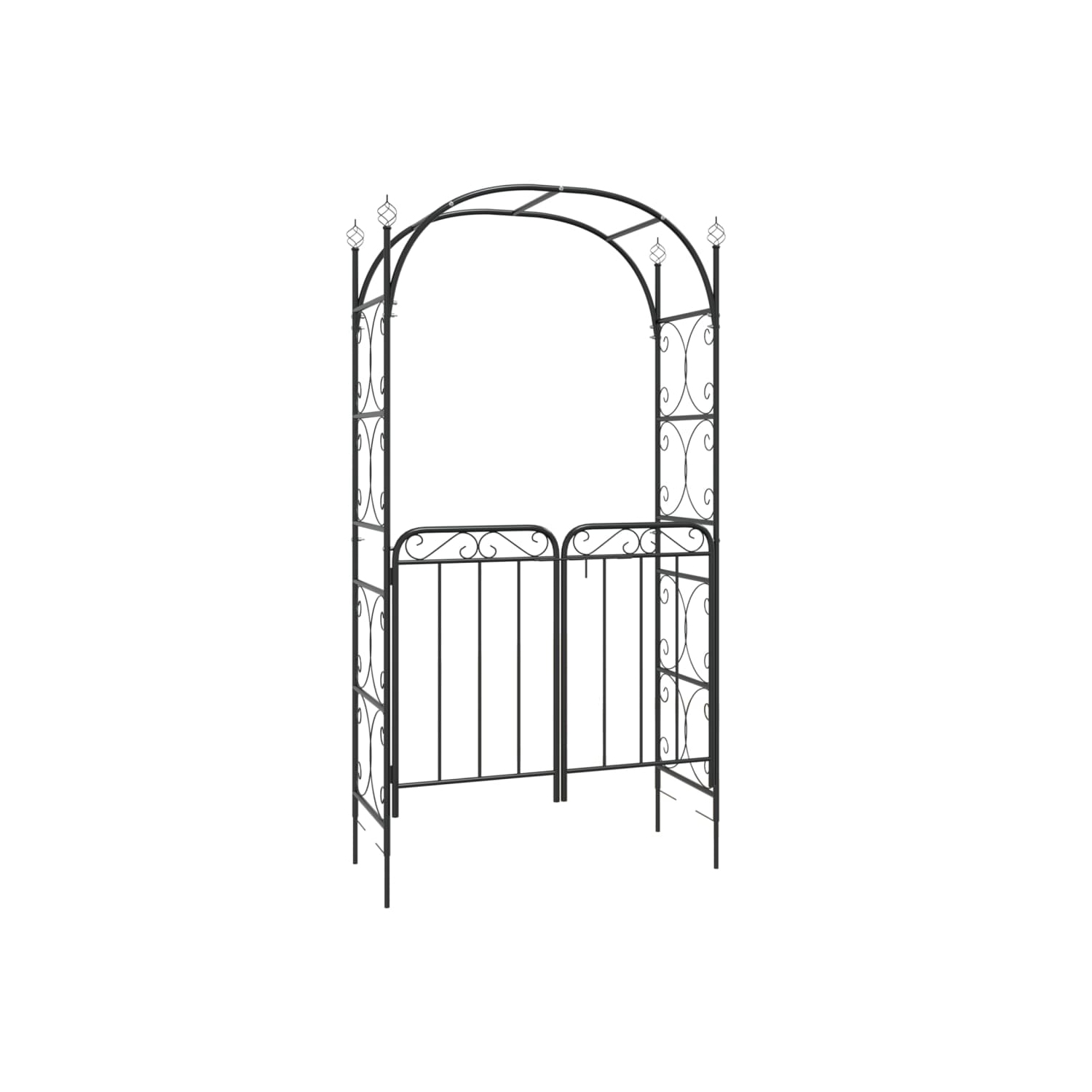 Arche de jardin avec porte en acier noir 108x45x235&nbsp;cm