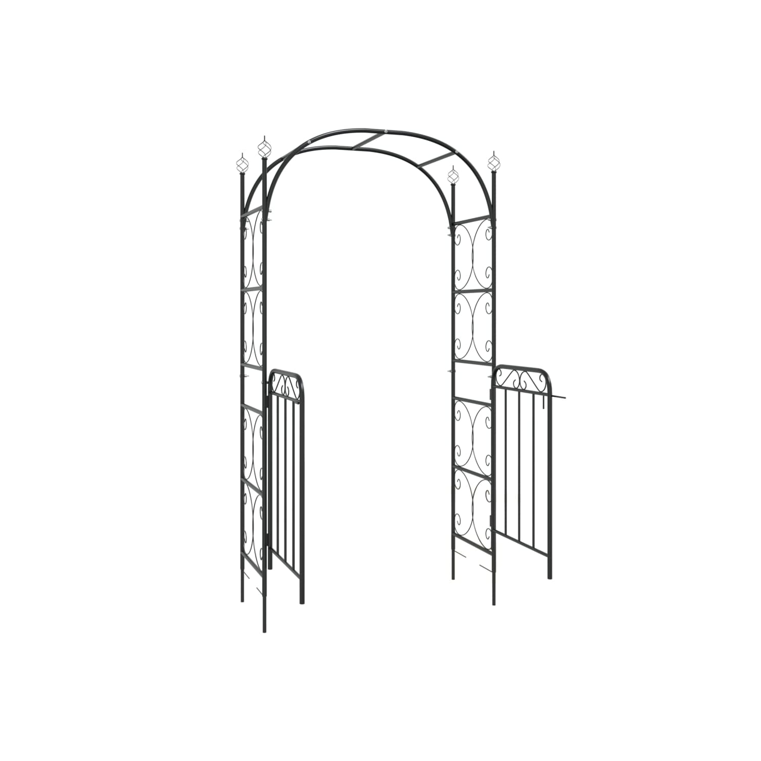 Arche de jardin avec porte en acier noir 108x45x235&nbsp;cm