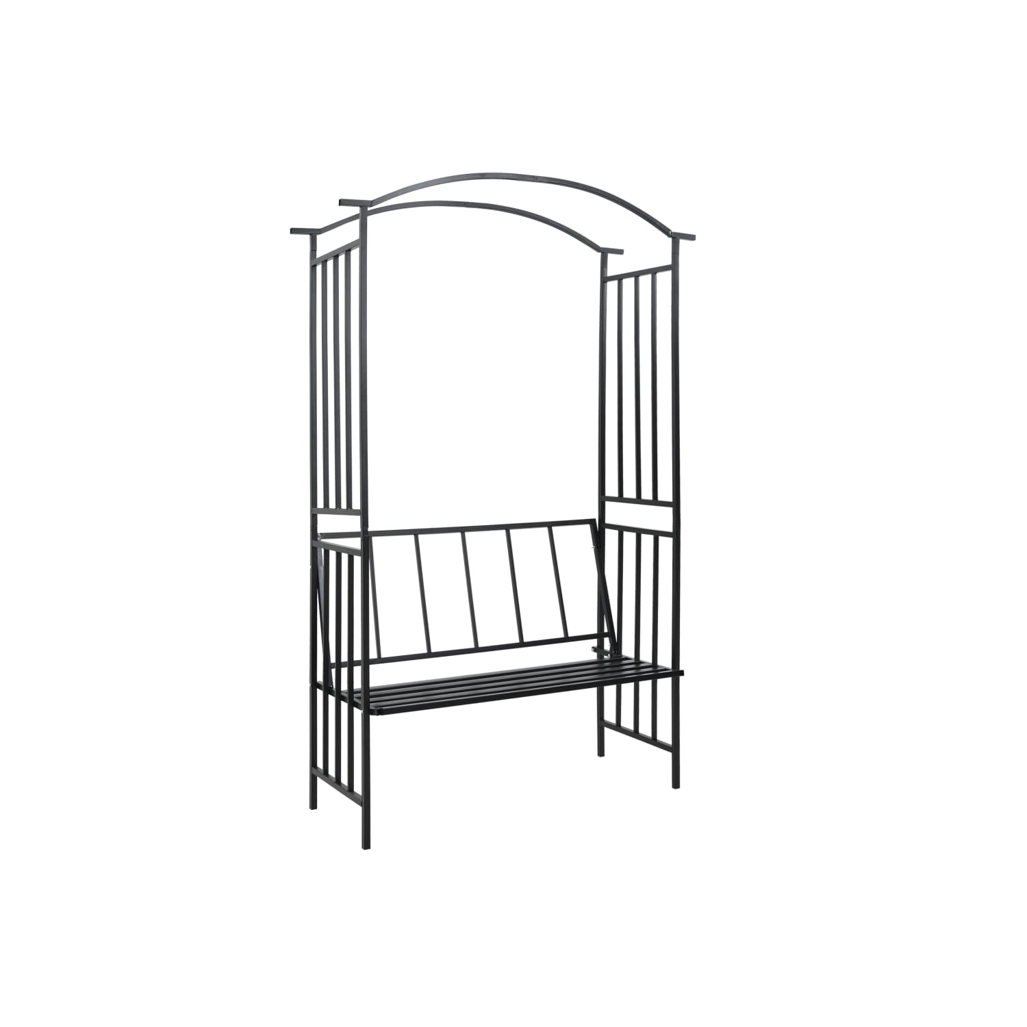 Arche de jardin avec banc en fer noir de 50,4 x x19,7 x x81,5 po de vidaXL