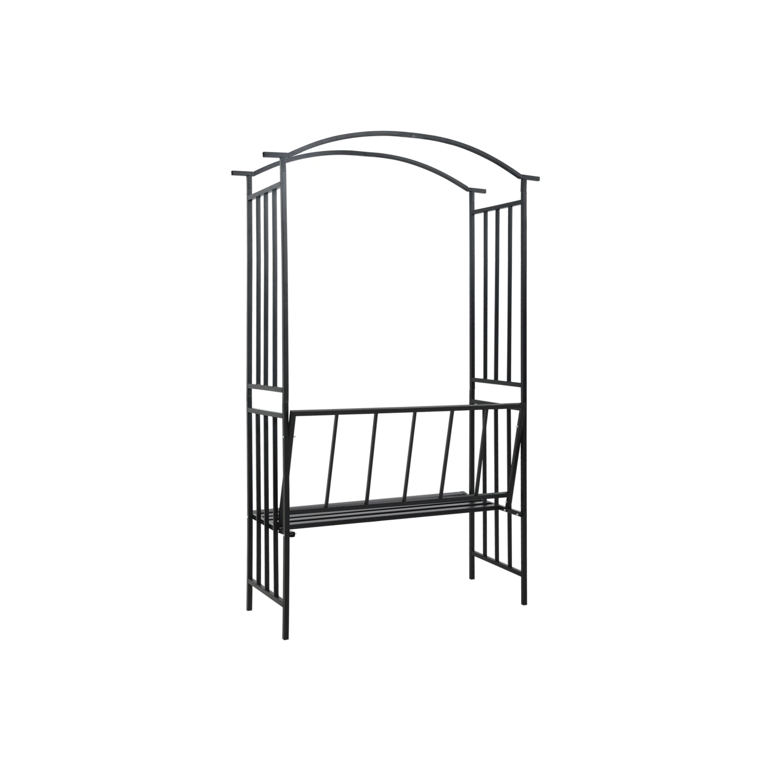 Arche de jardin avec banc en fer noir de 50,4 x x19,7 x x81,5 po de vidaXL