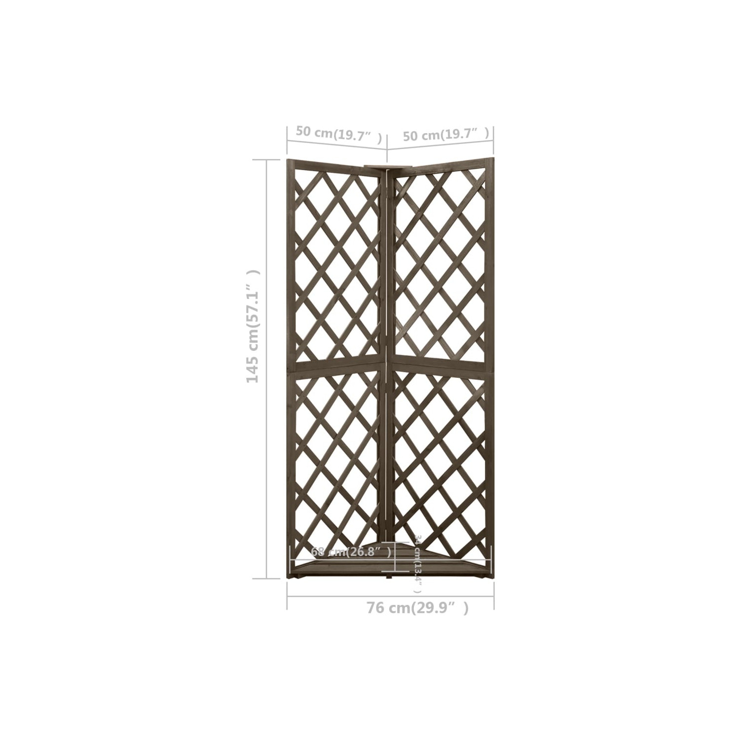 vidaXL Corner Trellis Grey 50x50x145 cm Solid Fir Wood