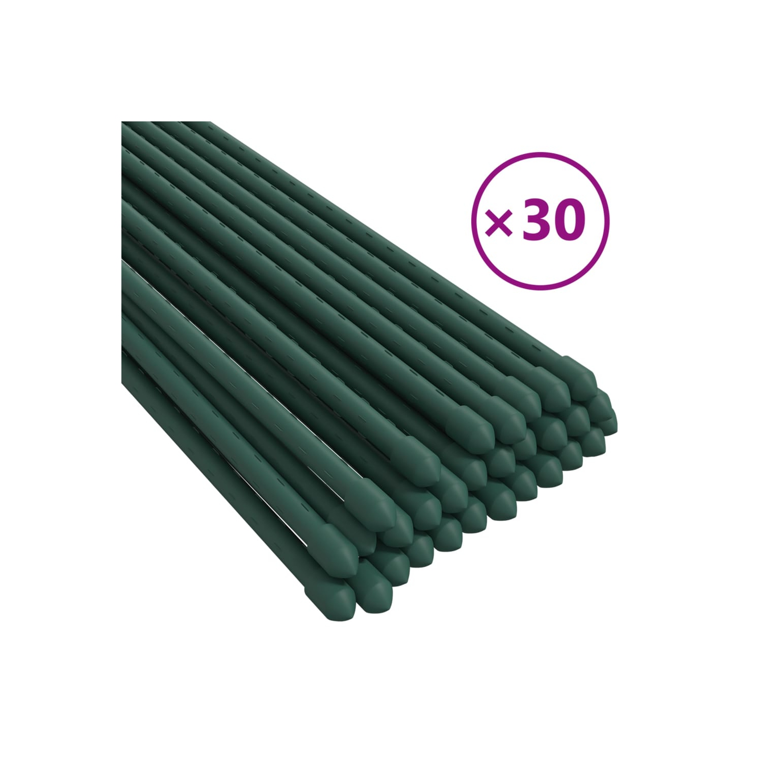 vidaXL Garden Plant Stakes 30 pcs Green 60 cm Steel