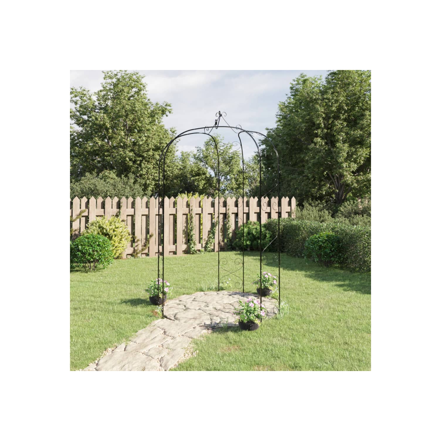 Arche de jardin vidaXL noire Ø180xAcier 255&nbsp;cm