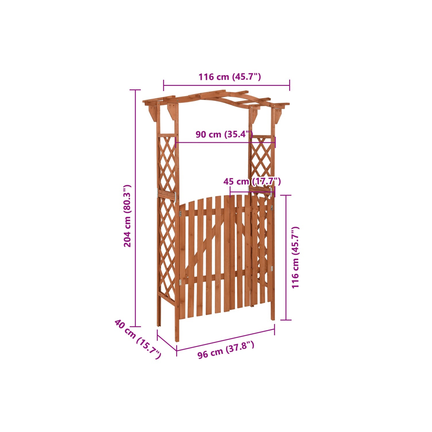 vidaXL Pergola with Gate 116x40x204 cm Solid Firwood