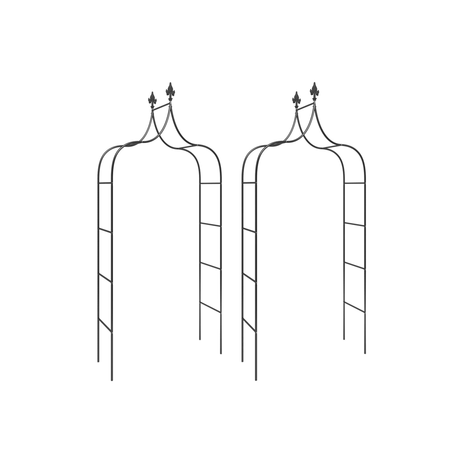 vidaXL Garden Arches 2 pcs Black 120x38x260 cm Steel