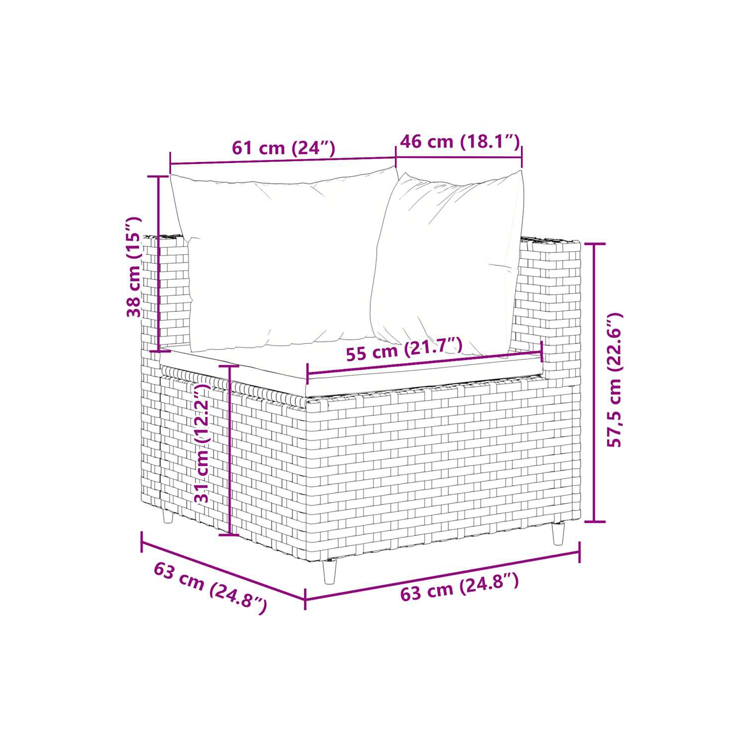 Ensemble de salon de jardin de 5 pièces avec coussins en poly rotin gris de vidaXL