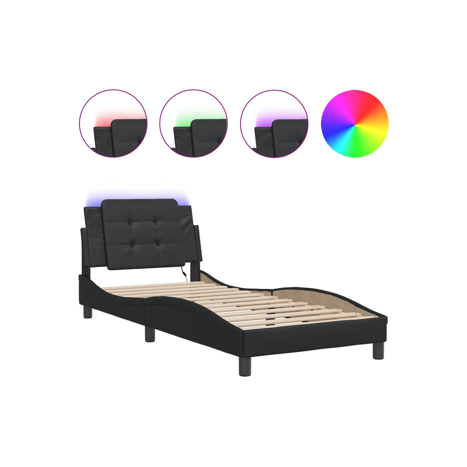 vidaXL Bed Frame with LED without Mattress "Zadar" Black 100x203 cm