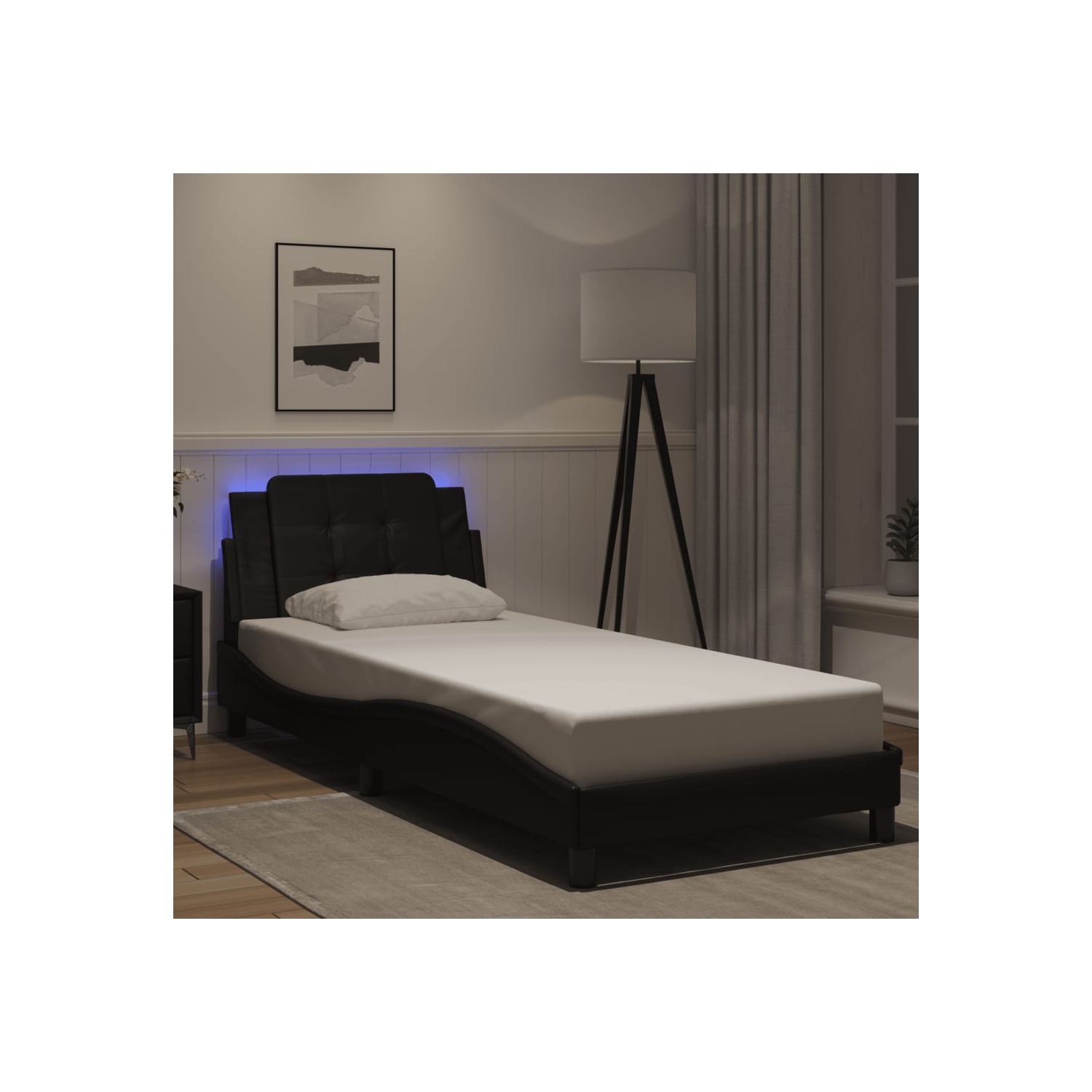 vidaXL Bed Frame with LED without Mattress "Zadar" Black 100x203 cm