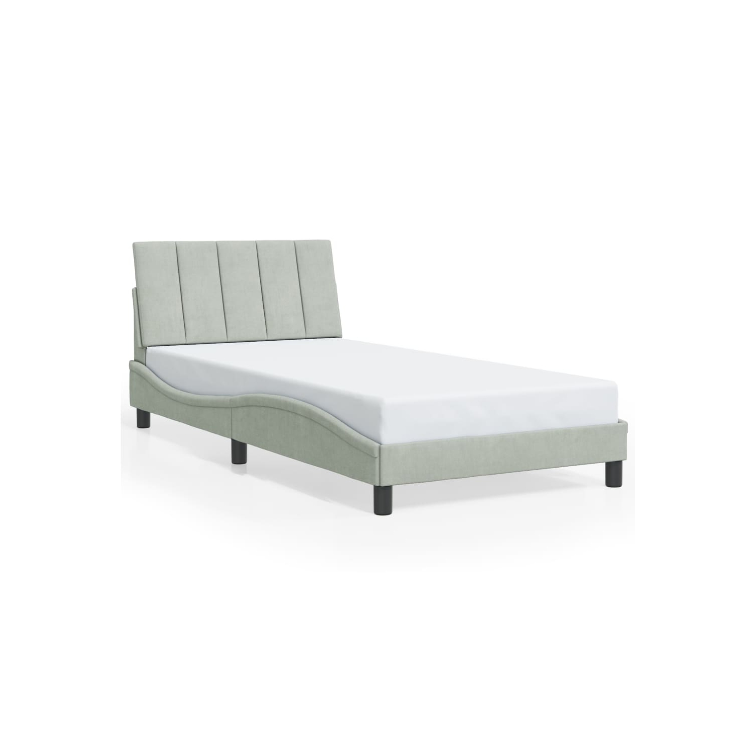 Cadre de lit vidaXL avec LED sans matelas «&nbsp;Hanko&nbsp;» velours 203&nbsp;cm gris clair 100&nbsp;po