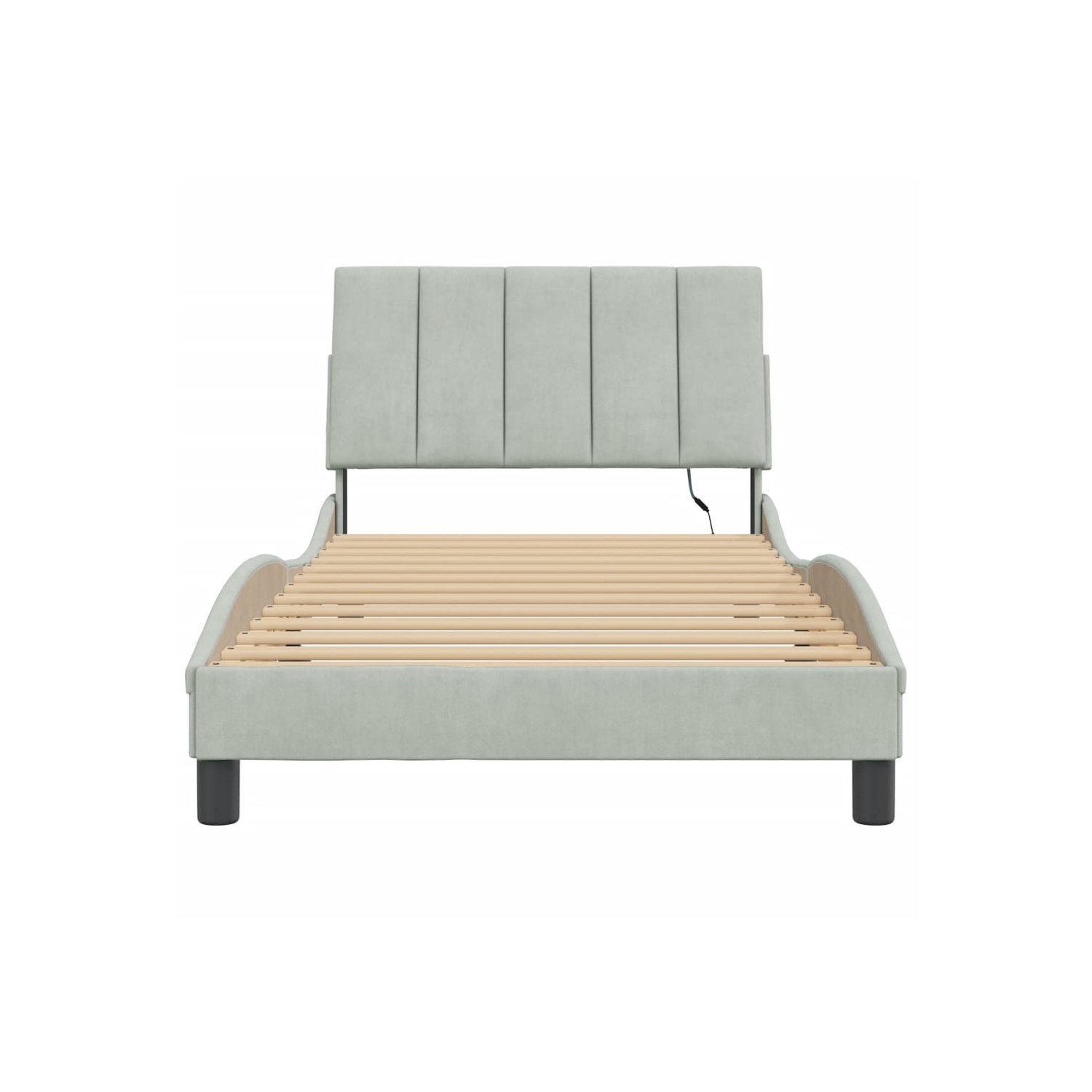 Cadre de lit vidaXL avec LED sans matelas «&nbsp;Hanko&nbsp;» velours 203&nbsp;cm gris clair 100&nbsp;po