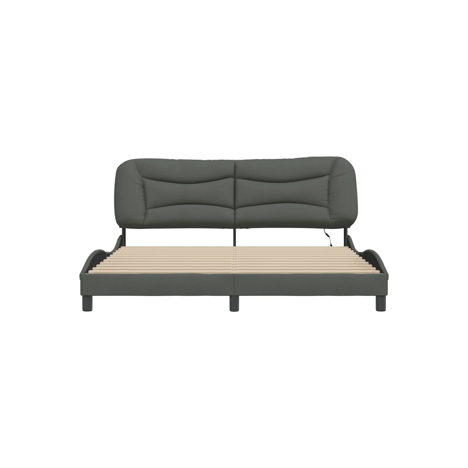 Cadre de lit vidaXL avec LED sans matelas «&nbsp;Hvar&nbsp;», tissu 203&nbsp;cm gris foncé 193 unités