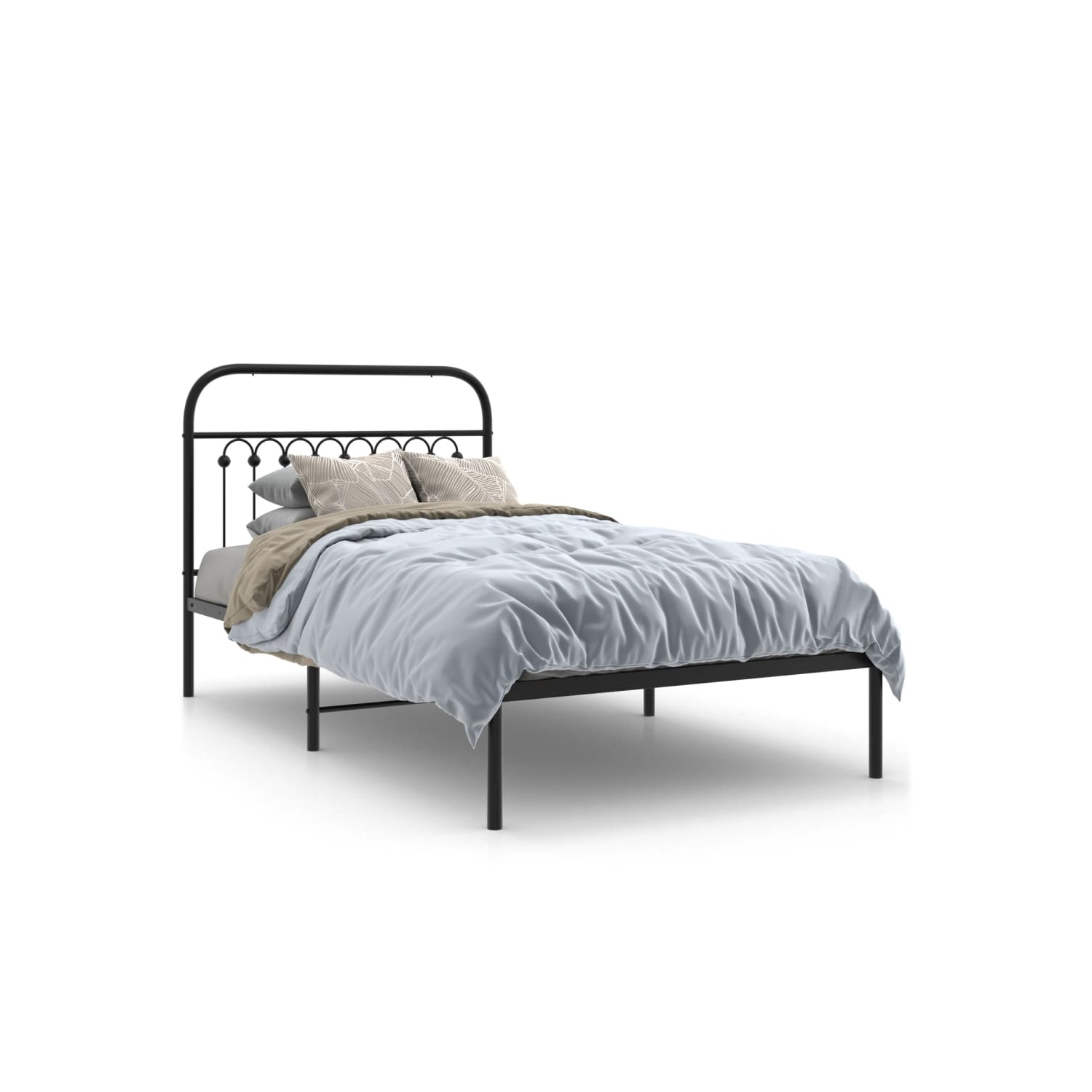 Cadre de lit en métal vidaXL sans matelas avec tête de lit noir 100 x 200&nbsp;cm