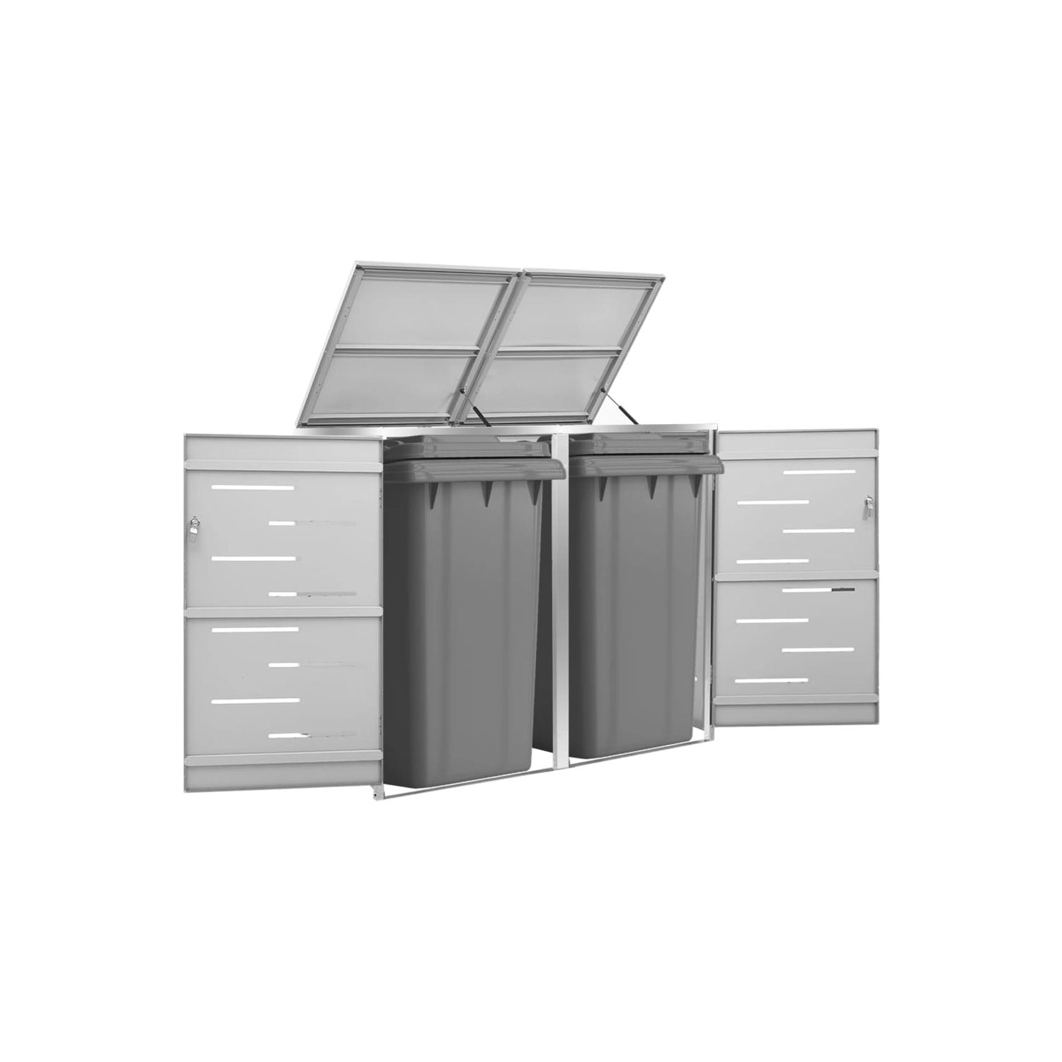 vidaXL Double Wheelie Bin Shed 138x77.5x112.5 cm Stainless Steel