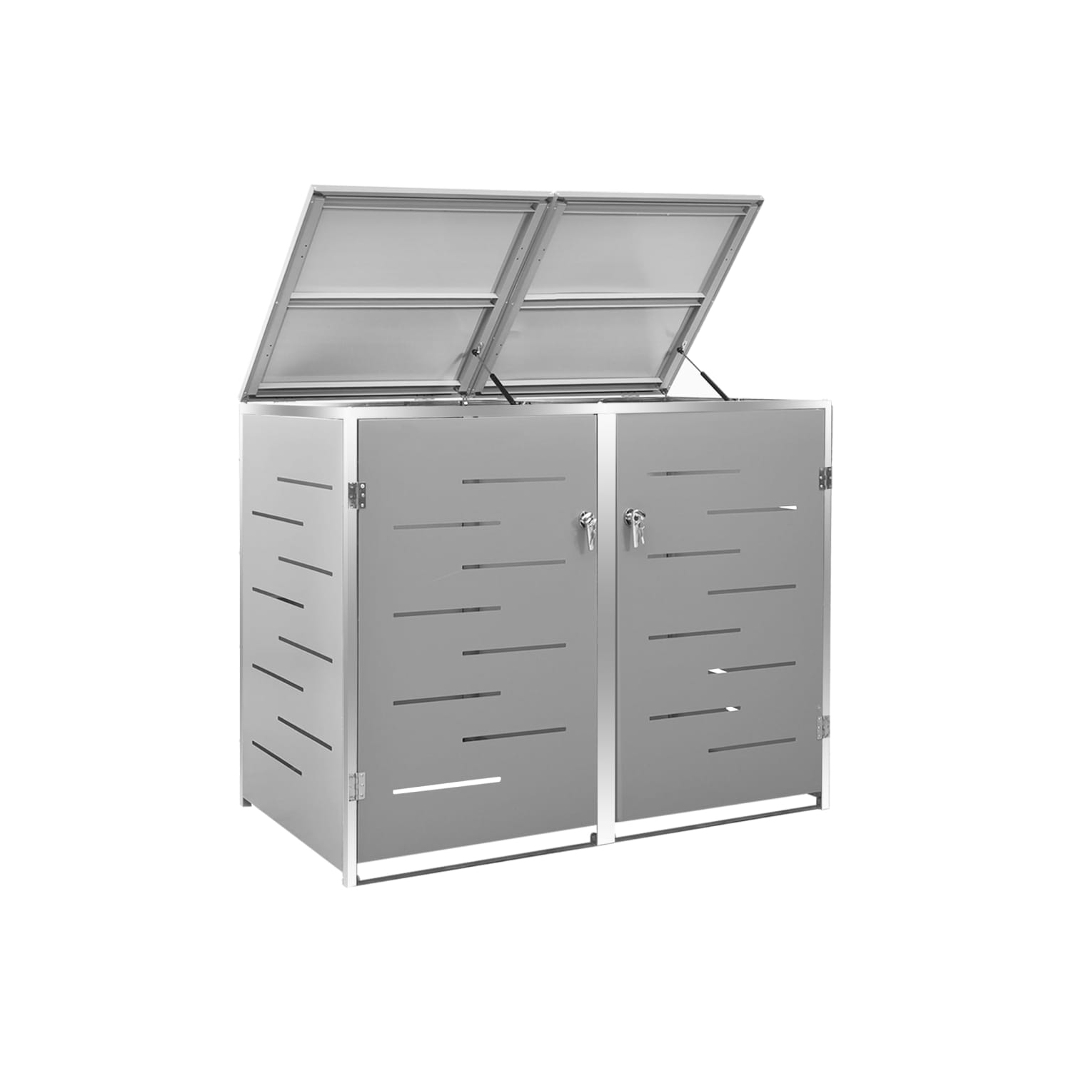 vidaXL Double Wheelie Bin Shed 138x77.5x112.5 cm Stainless Steel