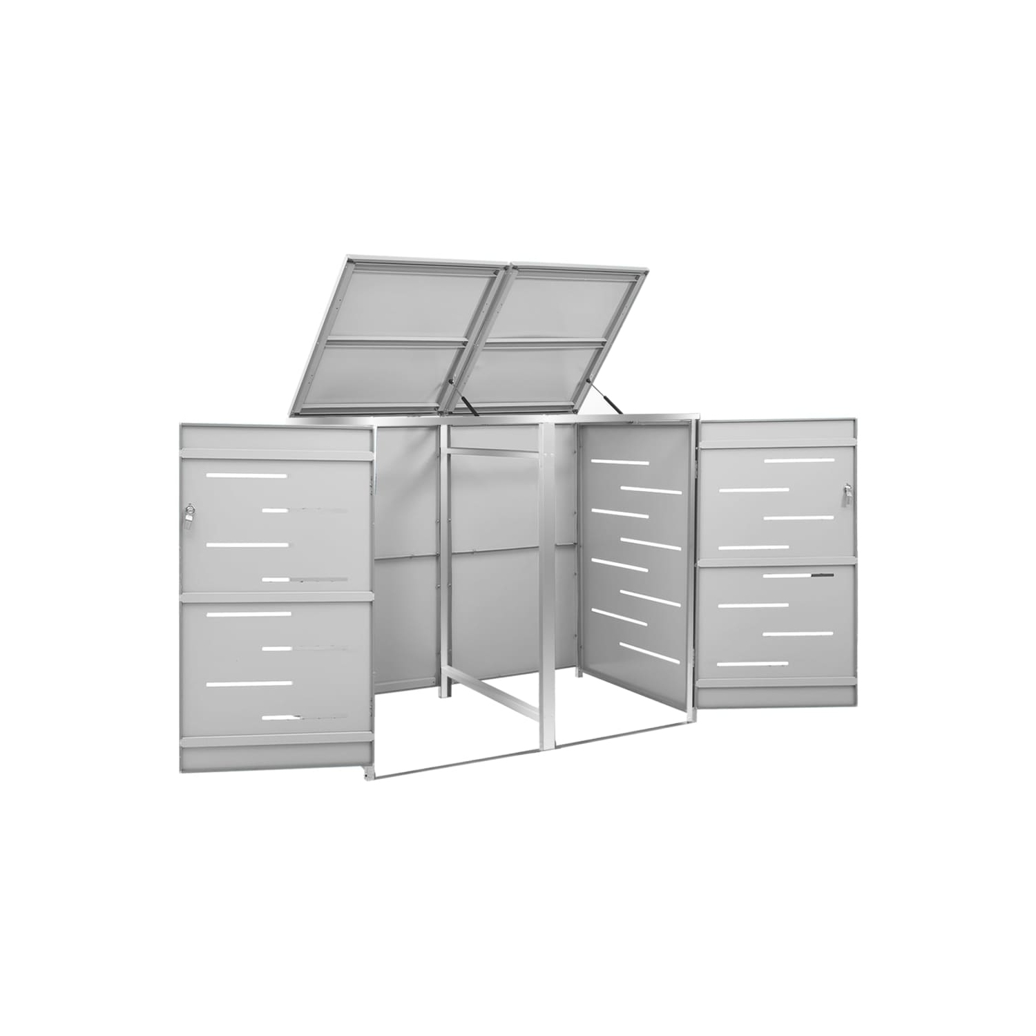vidaXL Double Wheelie Bin Shed 138x77.5x112.5 cm Stainless Steel
