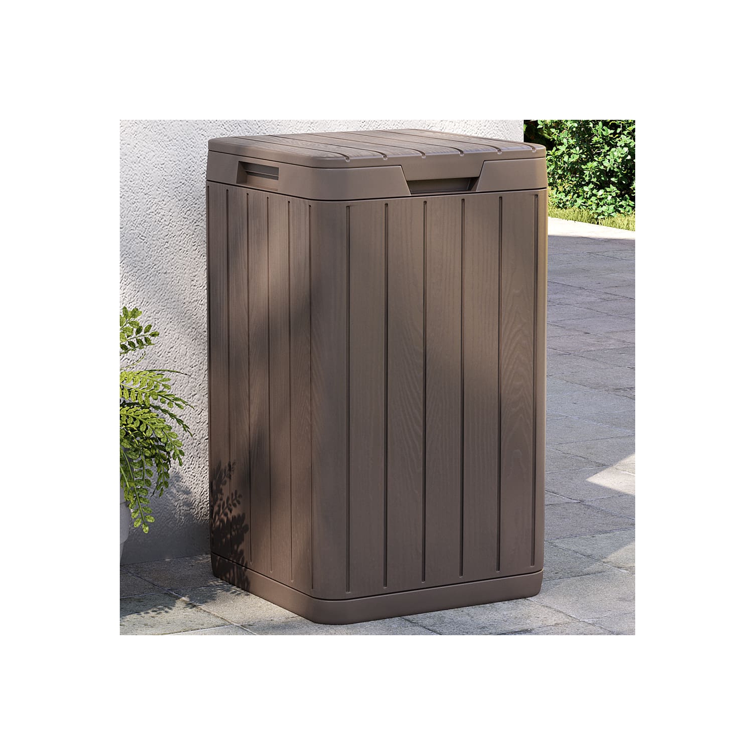 vidaXL Outdoor Garbage Bin Brown 38x38x65 cm PP
