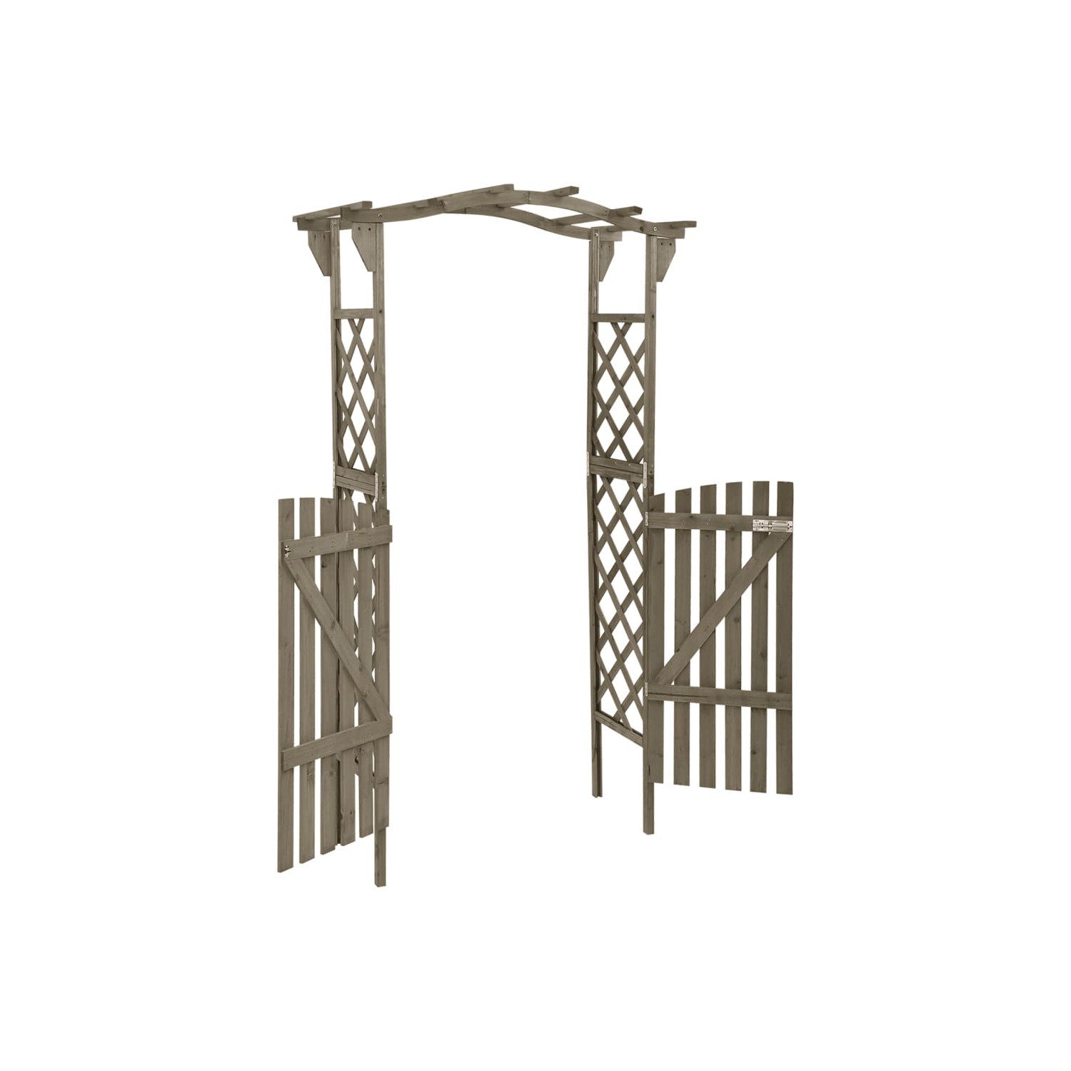 VisdaXL Pergola avec porte 116 x 40 x 40 x 40 204&nbsp;cm Gris bois massif