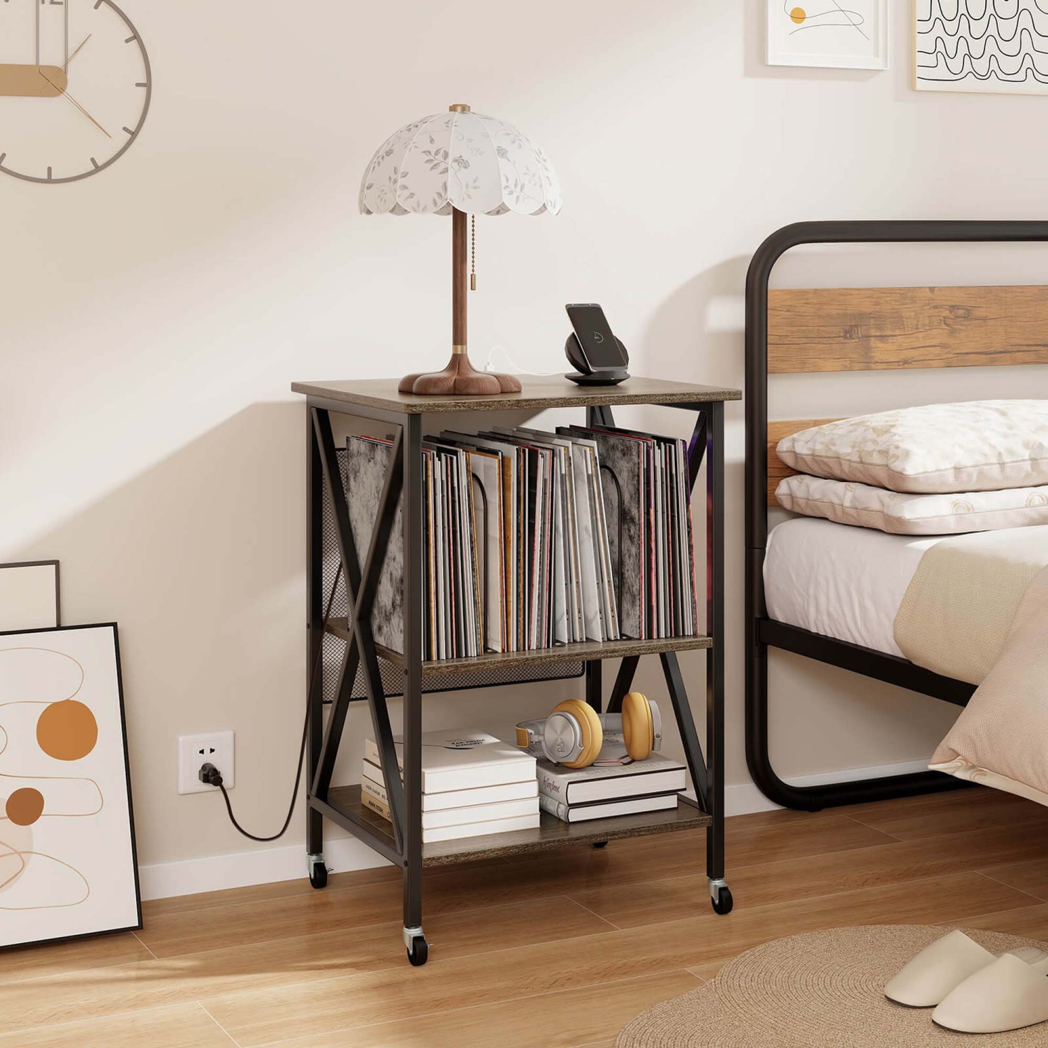 Costway Record Player Stand Vinyl Record Storage Table Holds Up to 120 Vinyl Records