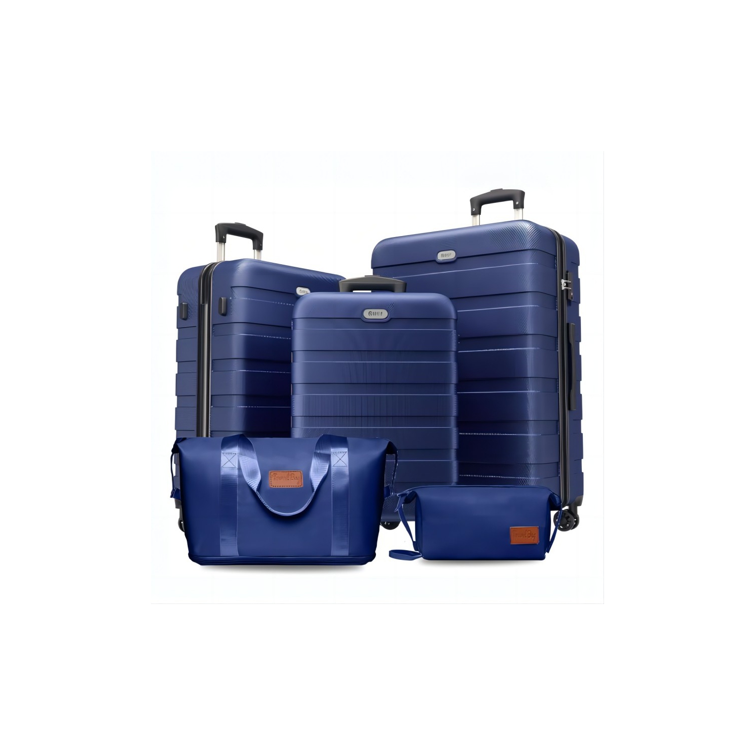 Ensemble de 5 valises légères CoolHut en plastique ABS TSA Lock avec 4 valises de cabine à roulettes universelles pour les voyages, les bagages