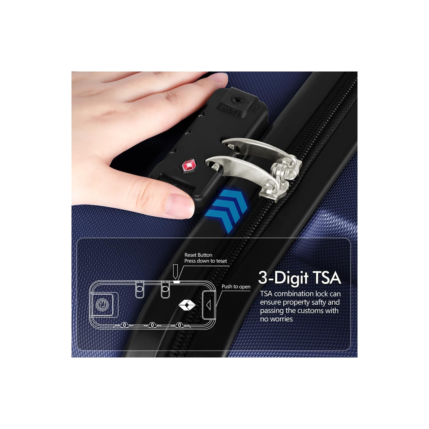 Ensemble de 5 valises légères CoolHut en plastique ABS TSA Lock avec 4 valises de cabine à roulettes universelles pour les voyages, les bagages