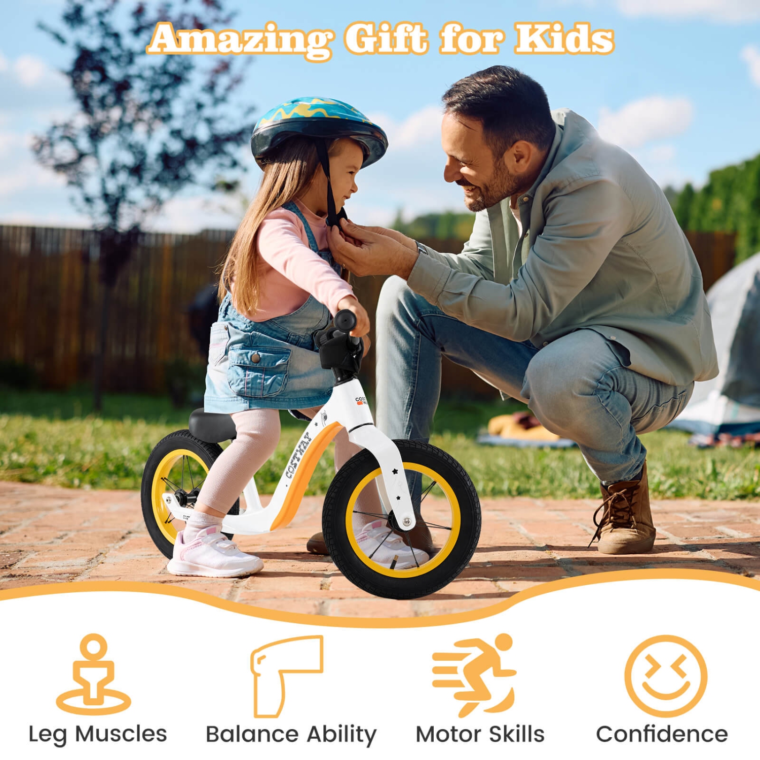 Costway 12 Inch Toddler Balance Bike No Pedal Training Bicycle withAdjustable Seat Height