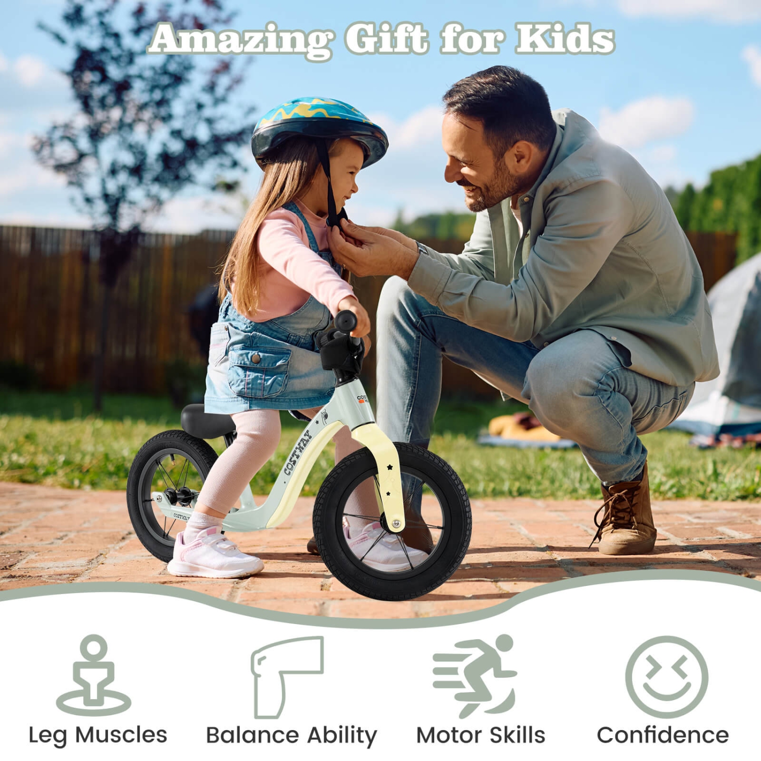 Costway 12 Inch Toddler Balance Bike No Pedal Training Bicycle withAdjustable Seat Height