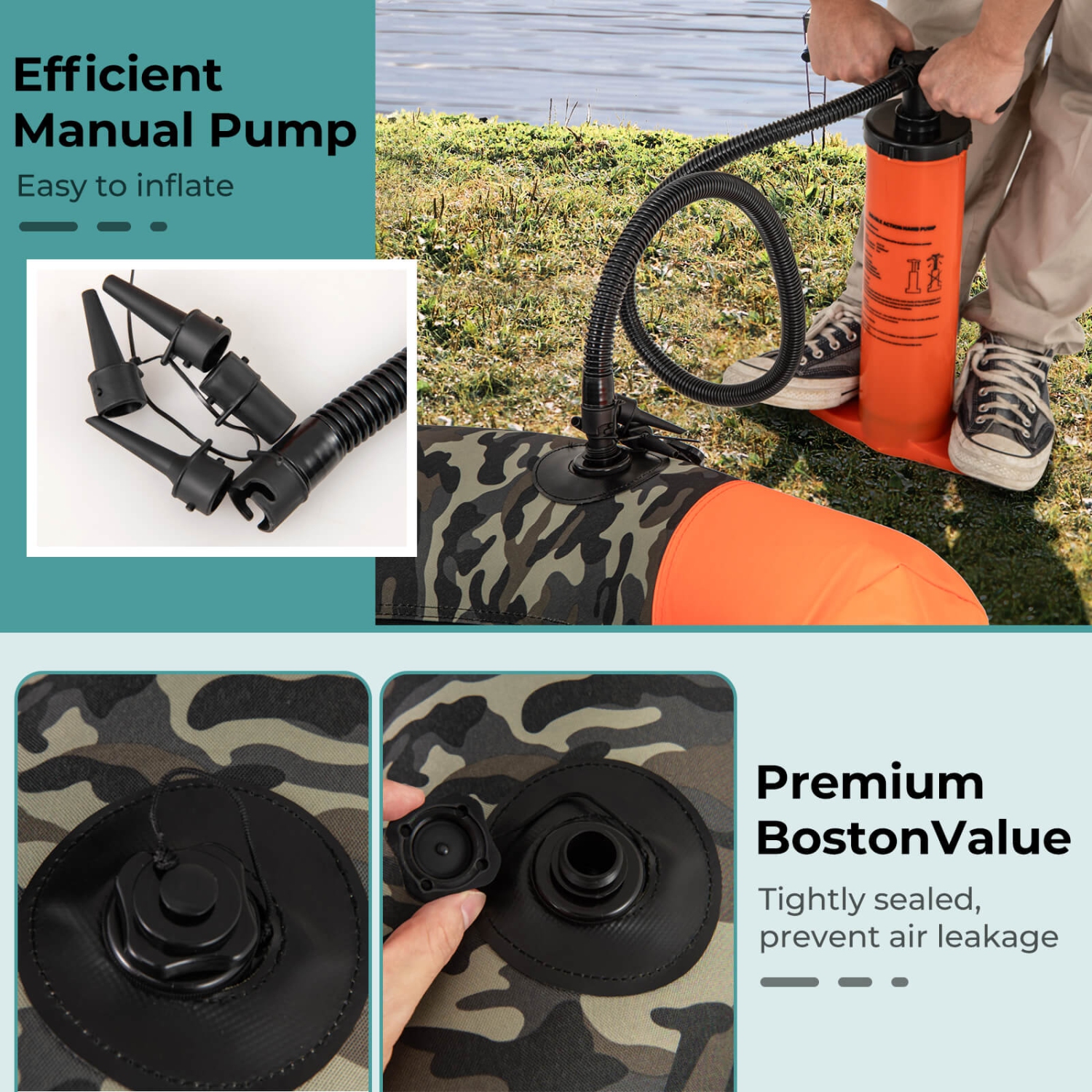 Bateau de pêche gonflable gonflable flottant portatif avec 3 boîtes de rangement amovibles de Costway