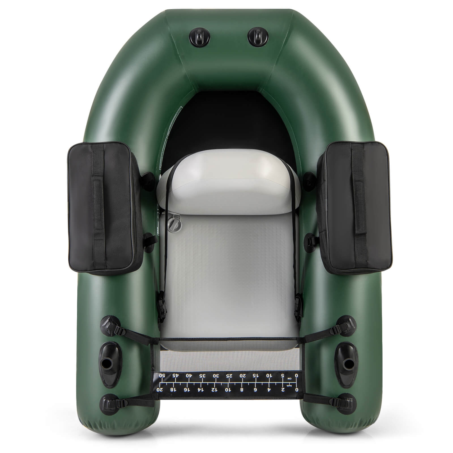 Flotteur de pêche gonflable de Costway avec base à filet de poisson, 2 poches de rangement, pompe