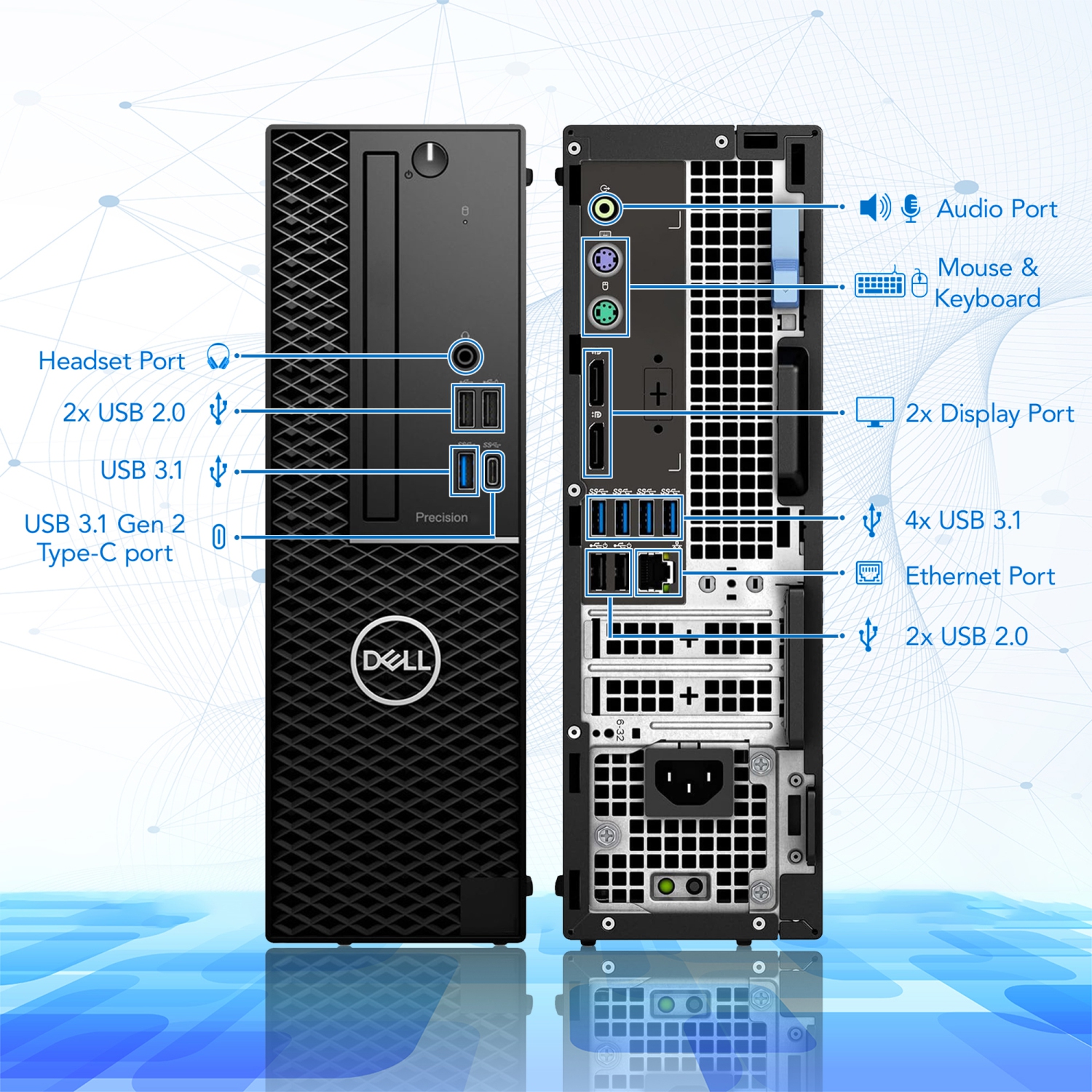 Refurbished - Dell Desktop Precision 3430 SFF Computer PC, Intel Hexa-Core i7-8700 CPU, 16GB RAM, 2TB NVMe SSD, Windows 11 Pro, Built-in WIFI 5 1200