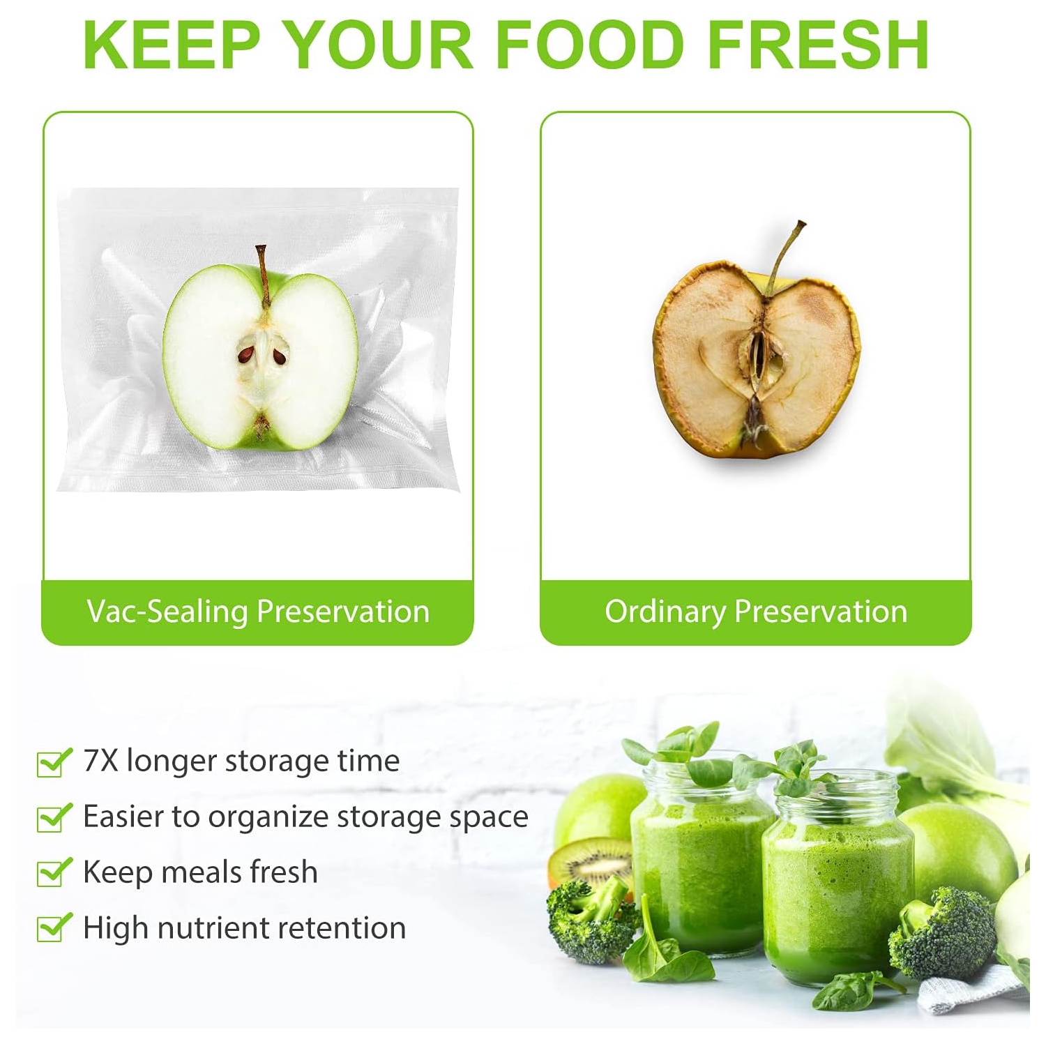 KKOiOS 90Kpa – scelleuse automatique pour aliments avec coupe-capsule et 10pcs sacs, argenté