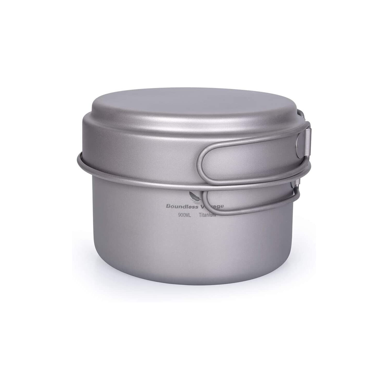 Boundless Voyage Outdoor Camping Titanium Pot Pan Set with Folding Handle 900ml