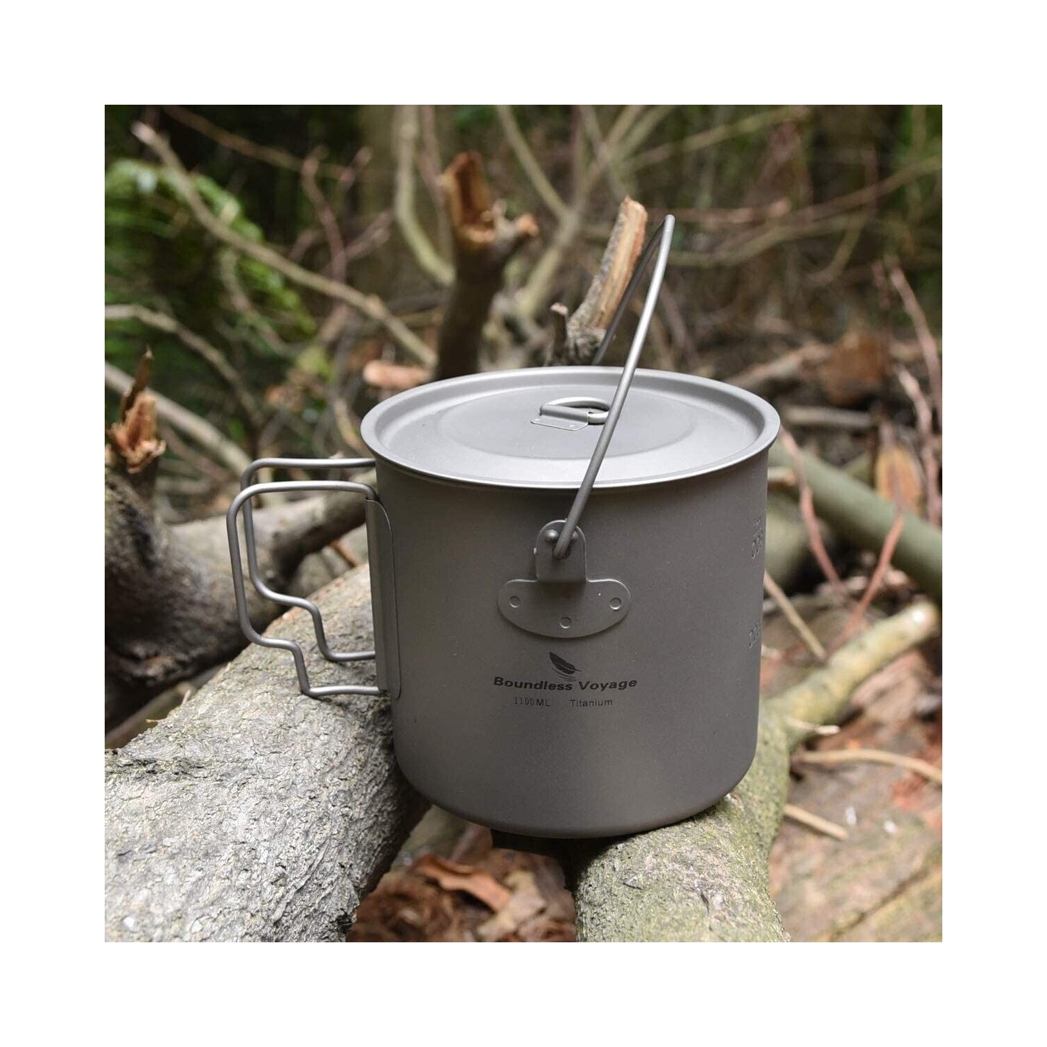 Boundless Voyage Titanium Pot Cup 1100 ml with Lid can fit in 230g gas canister