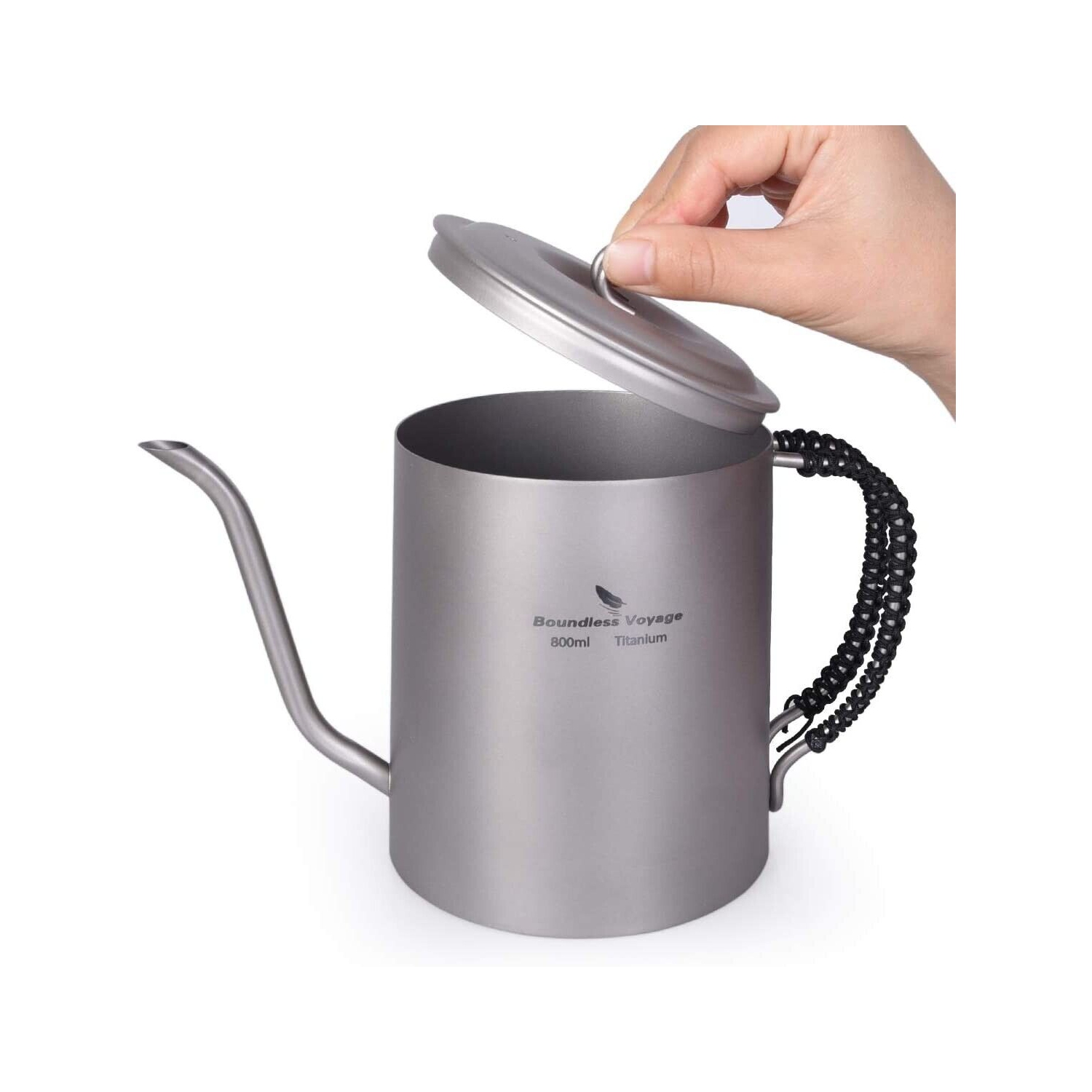 Boundless Voyage Titanium 800ml Kettle with Anti-scalding Handle Gooseneck