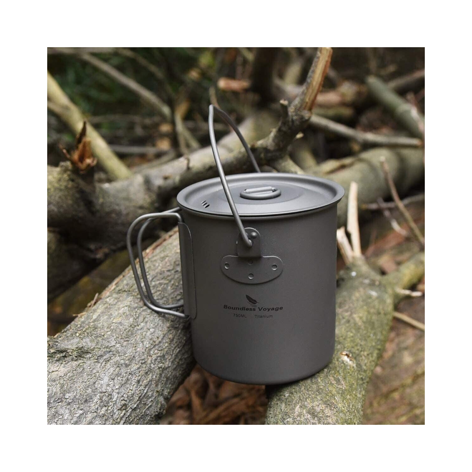 Boundless Voyage Titanium Pot Cup Mug with Lid Hook can fit in 110g gas canister