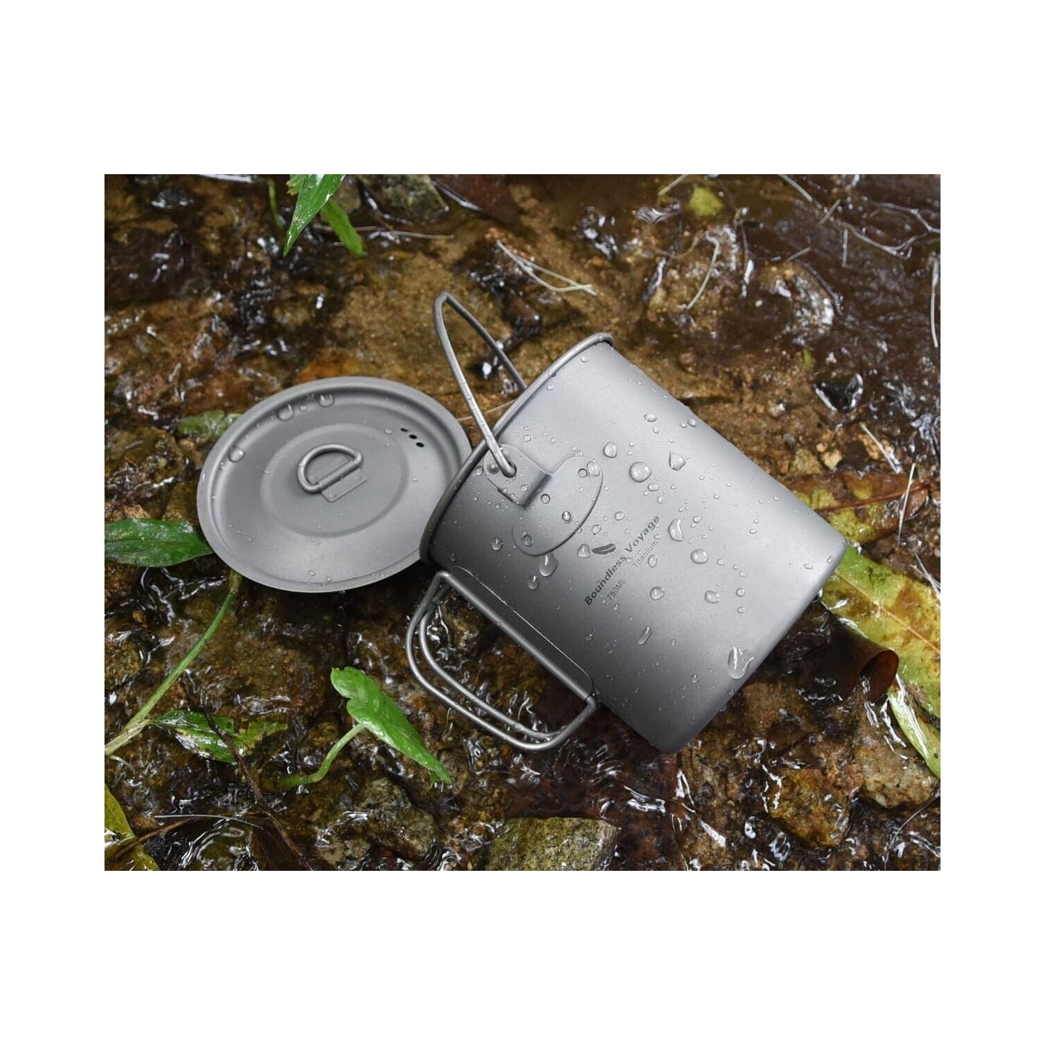 Boundless Voyage Titanium Pot Cup Mug with Lid Hook can fit in 110g gas canister