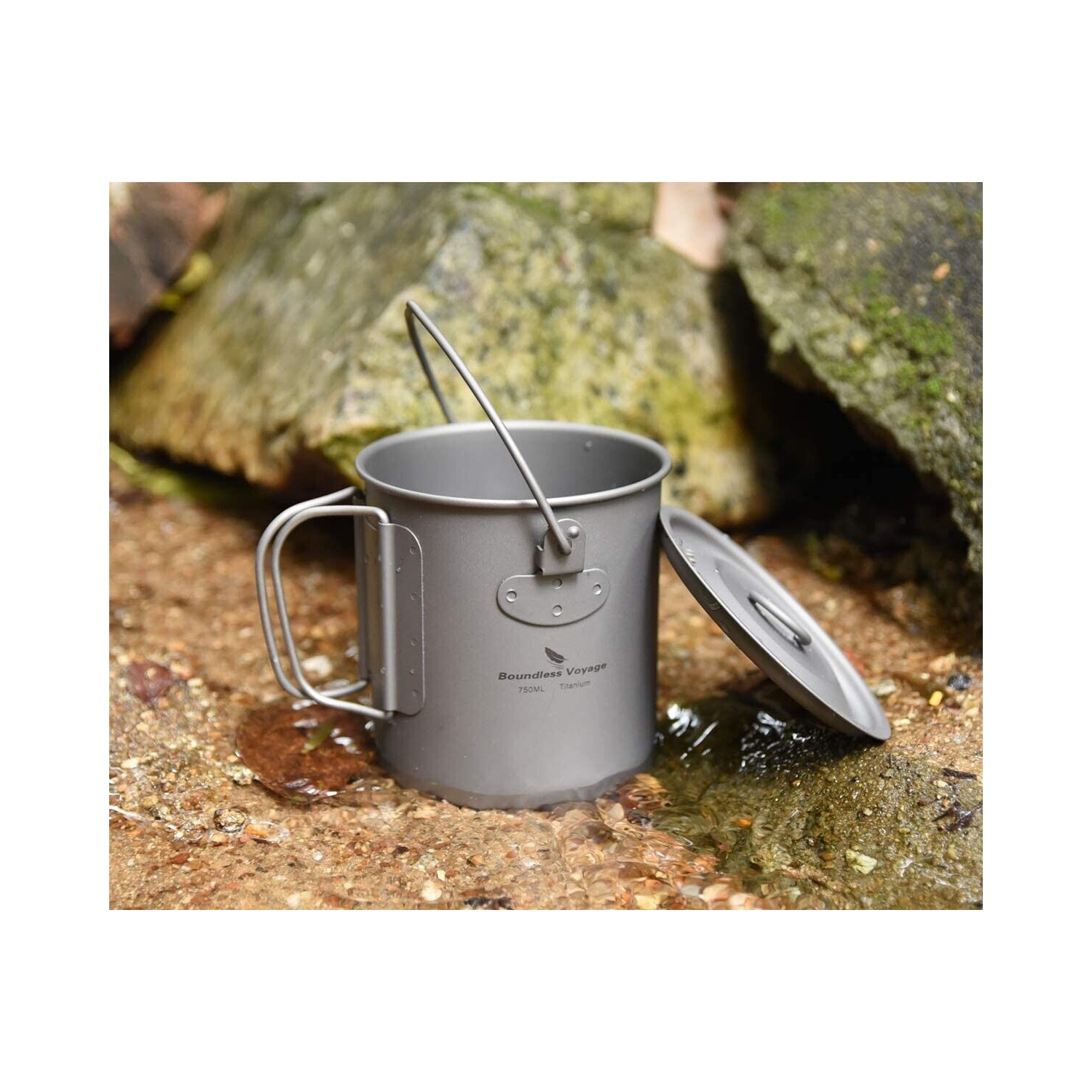 Boundless Voyage Titanium Pot Cup Mug with Lid Hook can fit in 110g gas canister