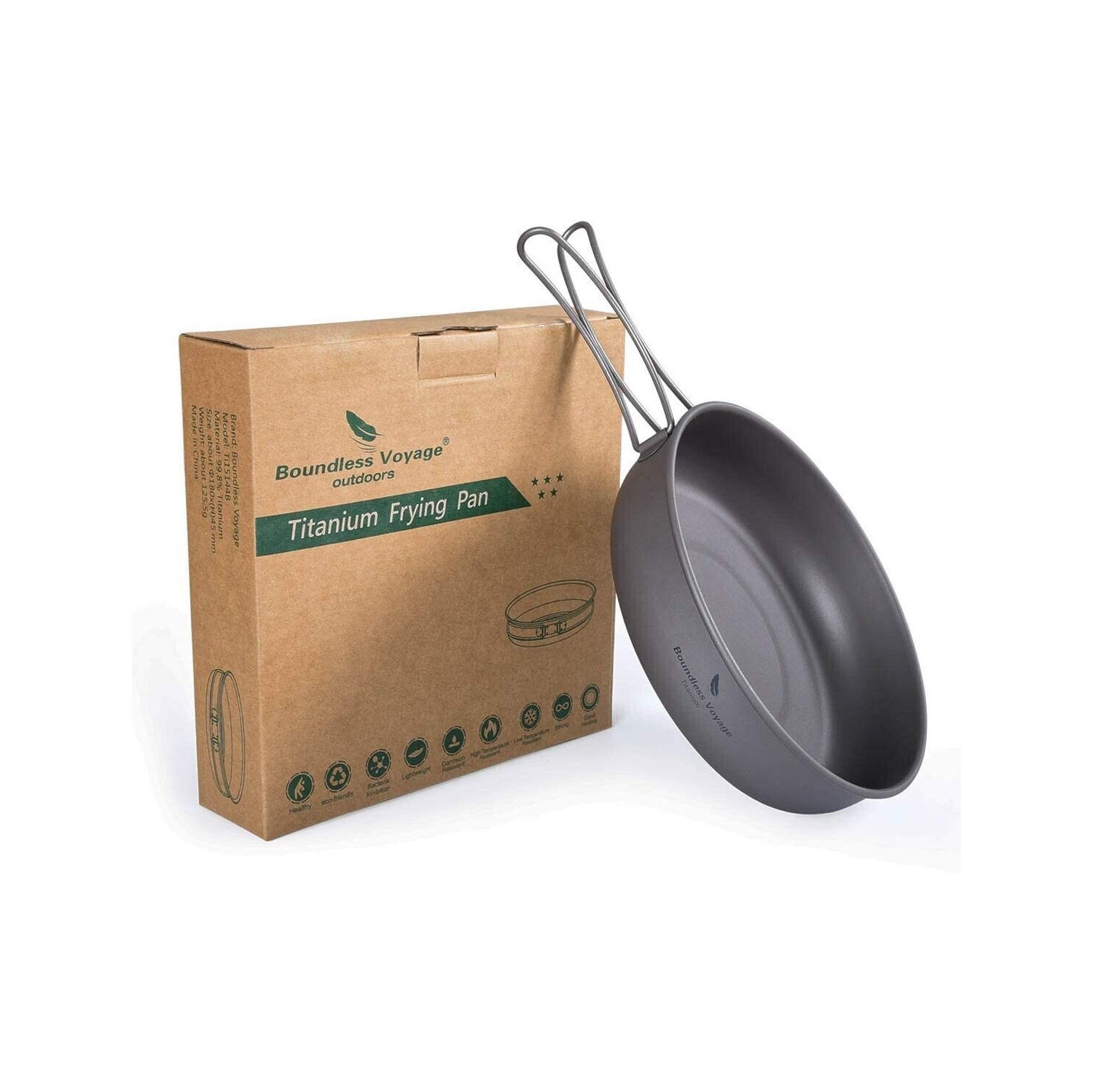 Poêle à frire ultralégère avec poignée pliante en titane voyage de Boundless 7&nbsp;po Cook