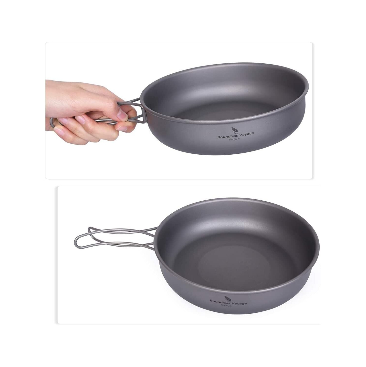 Poêle à frire ultralégère avec poignée pliante en titane voyage de Boundless 7 po Cook