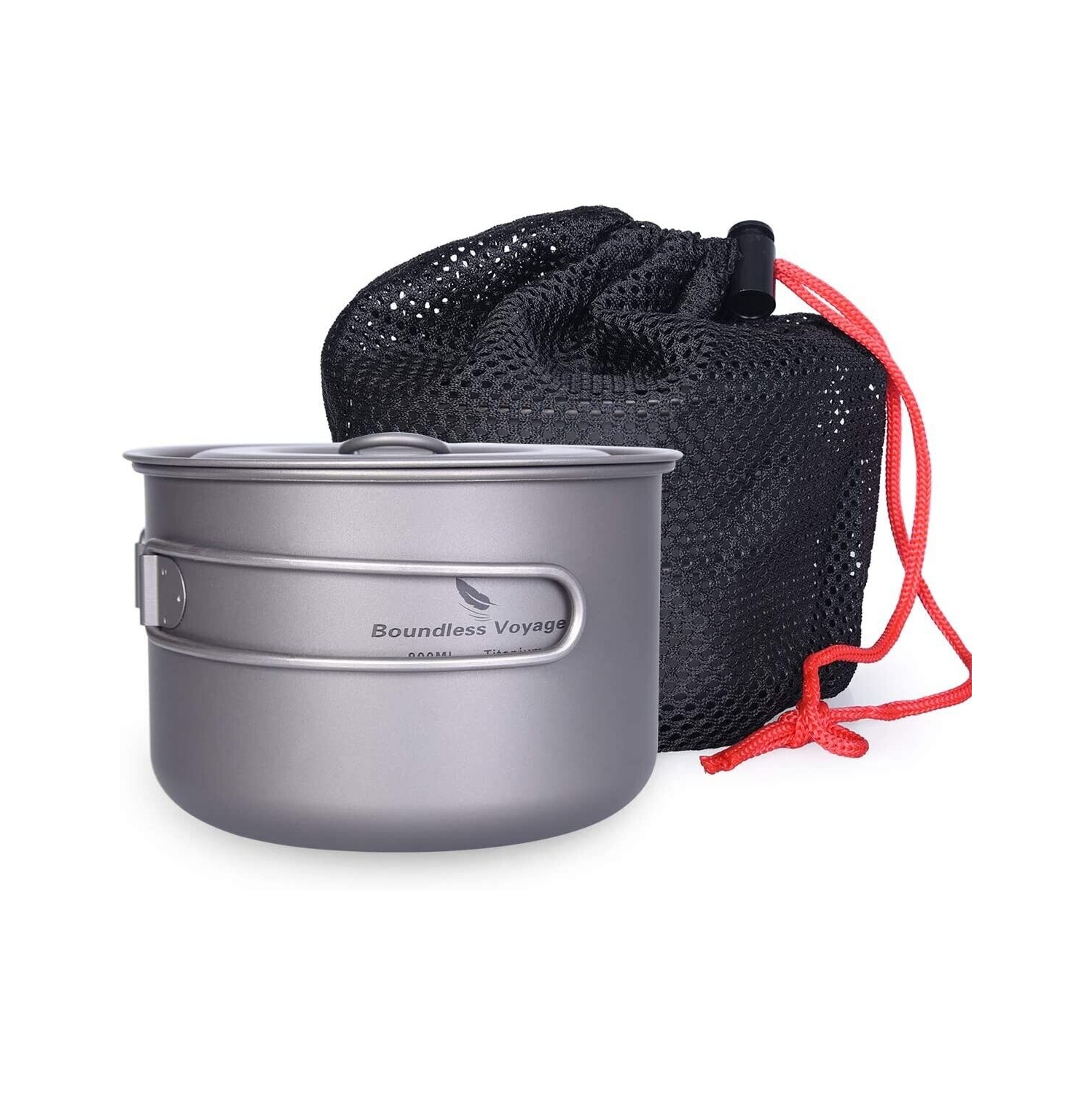 Boundless Voyage Outdoor 800ml Titanium Pot with Lid Collapsible | fits 230g gas