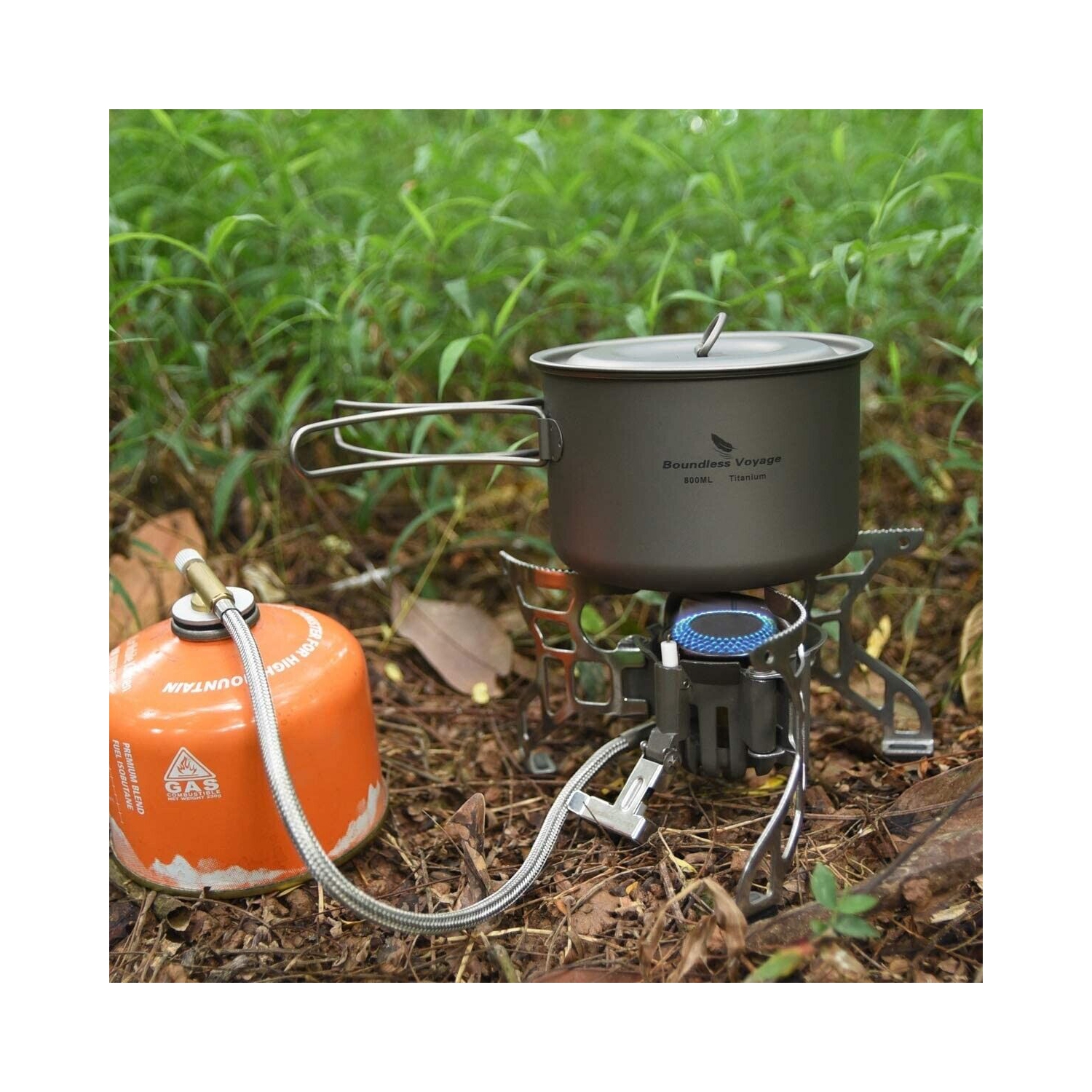 Boundless Voyage Outdoor 800ml Titanium Pot with Lid Collapsible | fits 230g gas
