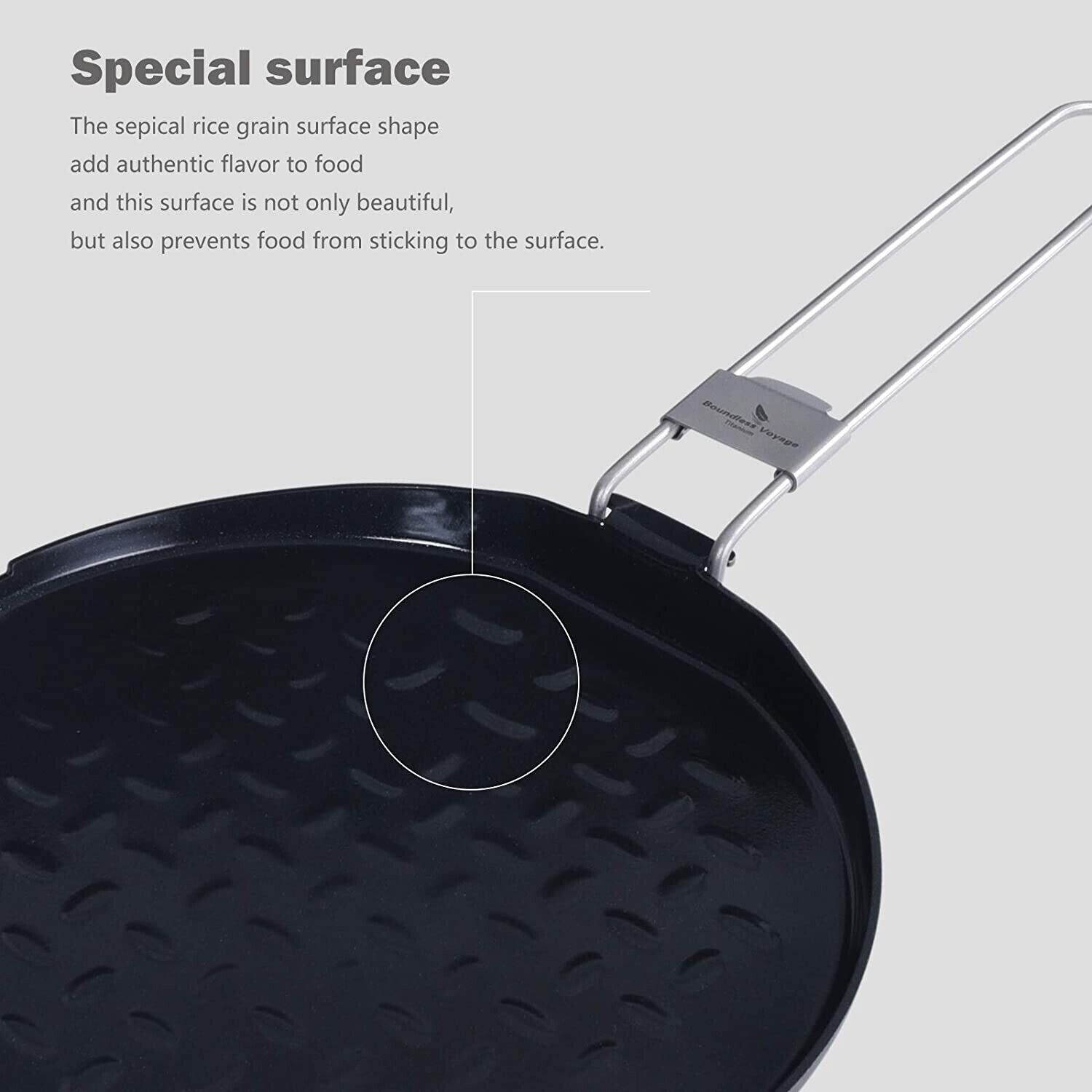 Boundless Voyage Titanium Nonstick 7.2 in Frying Pan Plate with Folding Handle