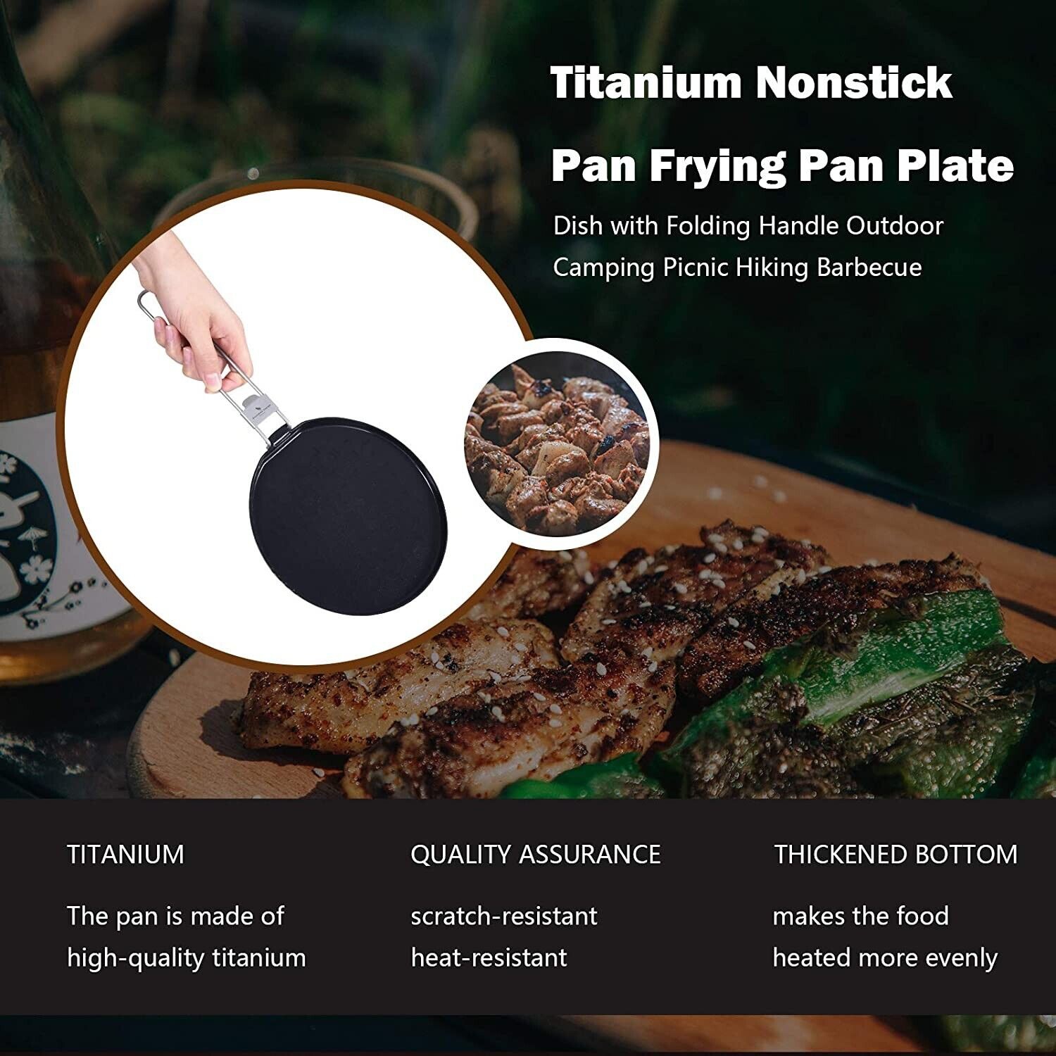 Boundless Voyage Titanium Nonstick 7.2 in Frying Pan Plate with Folding Handle